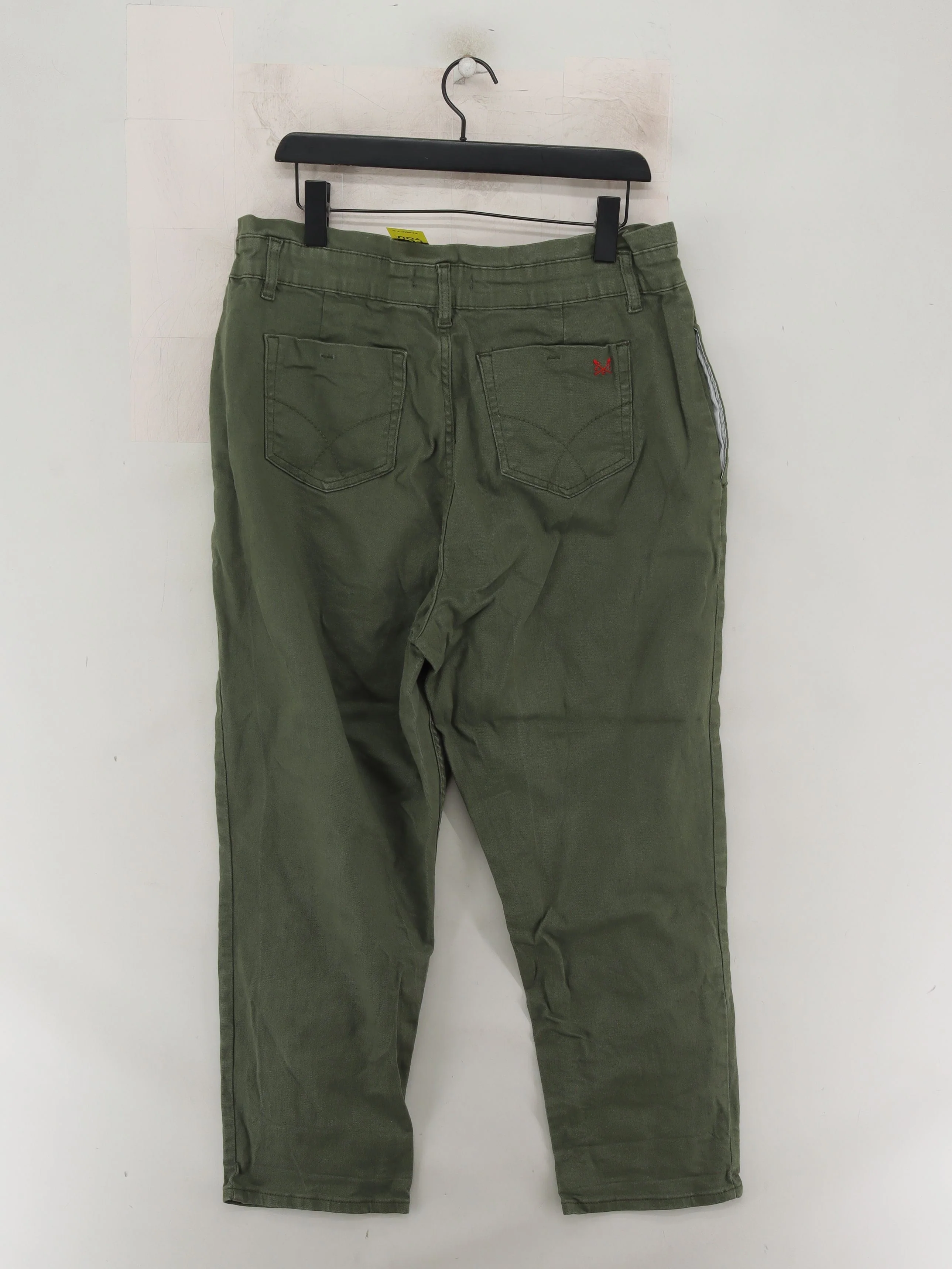 Crew Clothing Women's Trousers UK 16 Green Cotton with Elastane Straight Cropped - Image 2