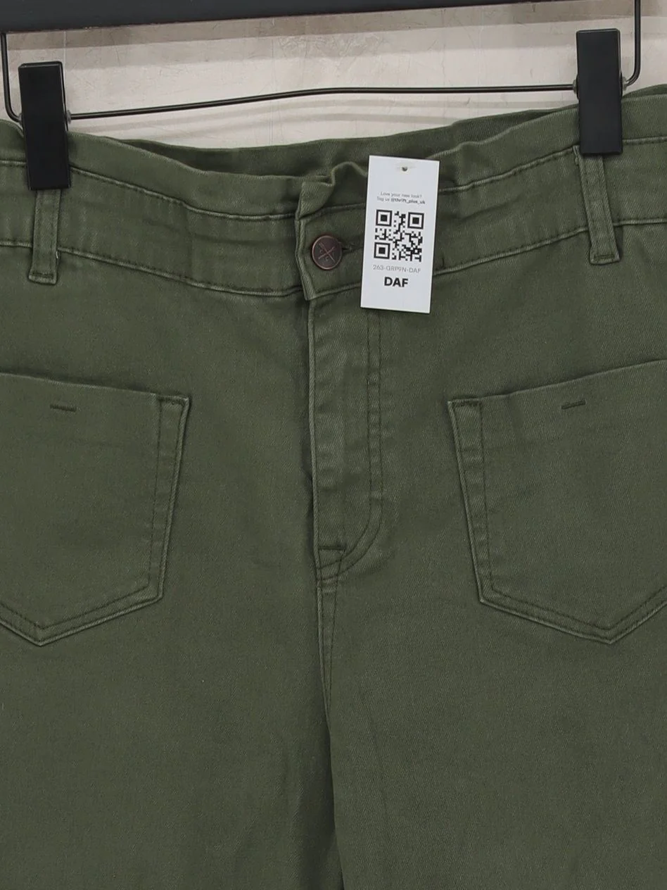 Crew Clothing Women's Trousers UK 16 Green Cotton with Elastane Straight Cropped - Image 3