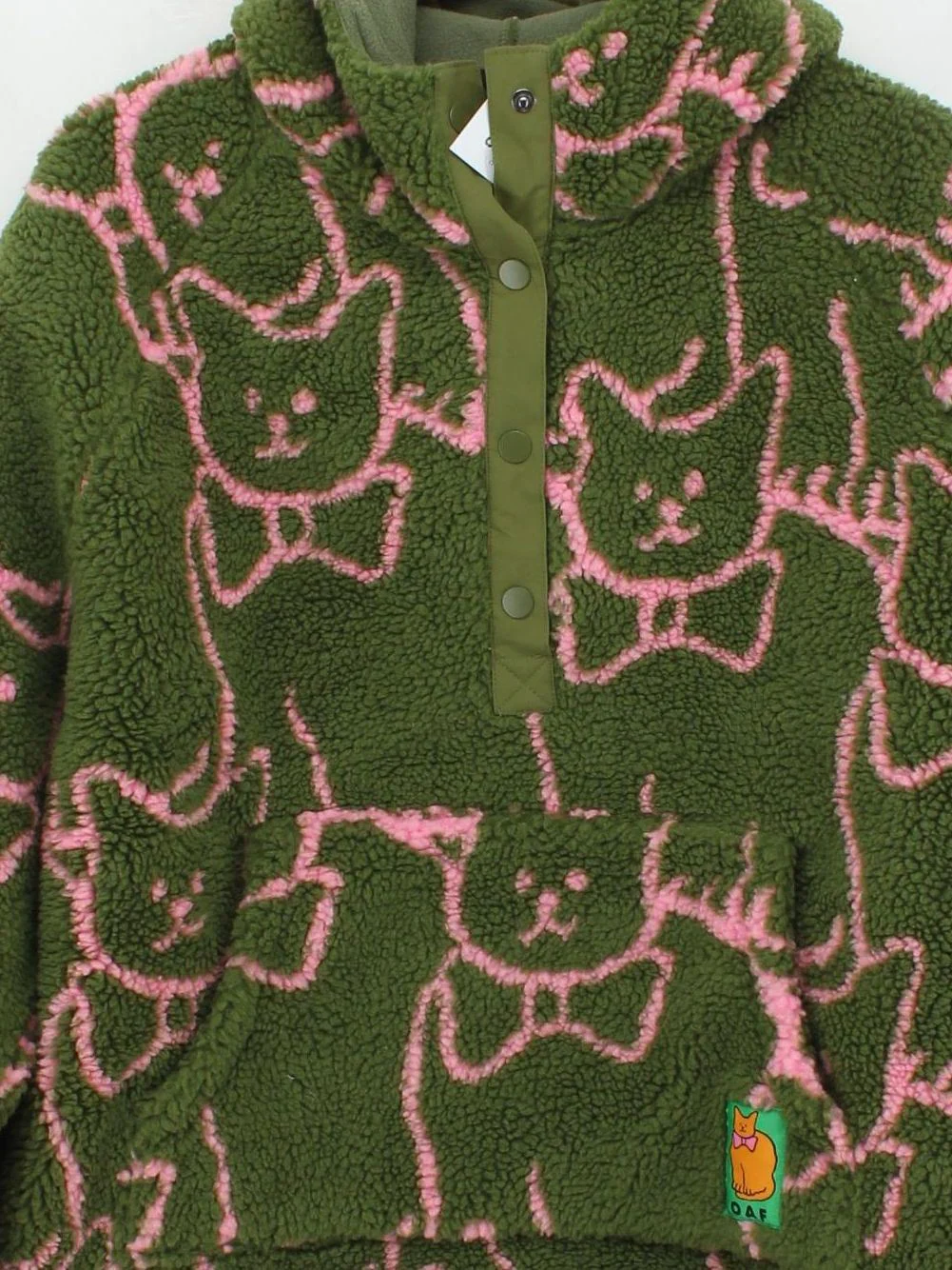 Criminal Damage Women's Hoodie M Green Animal Print 100% Polyester Pullover - Image 3