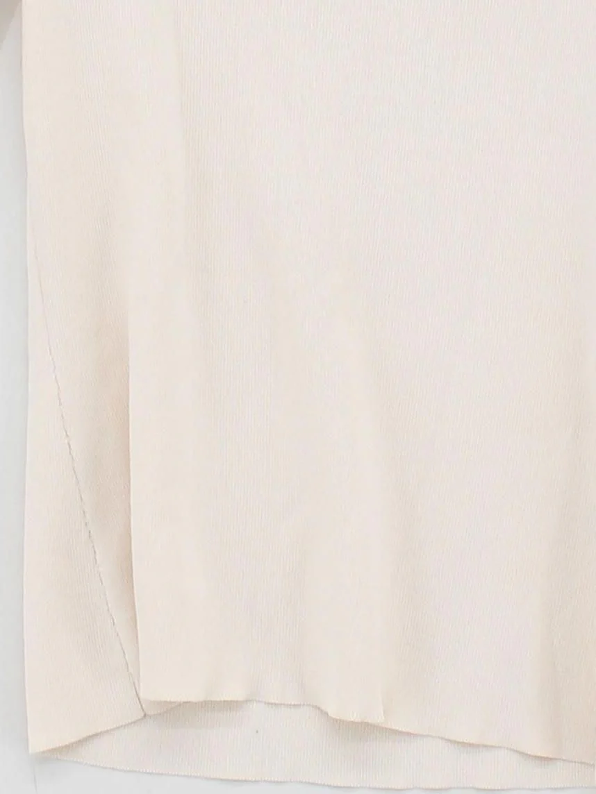 Cue Women's Top S Cream Viscose with Nylon 3/4 Sleeve Square Neck Basic - Image 4