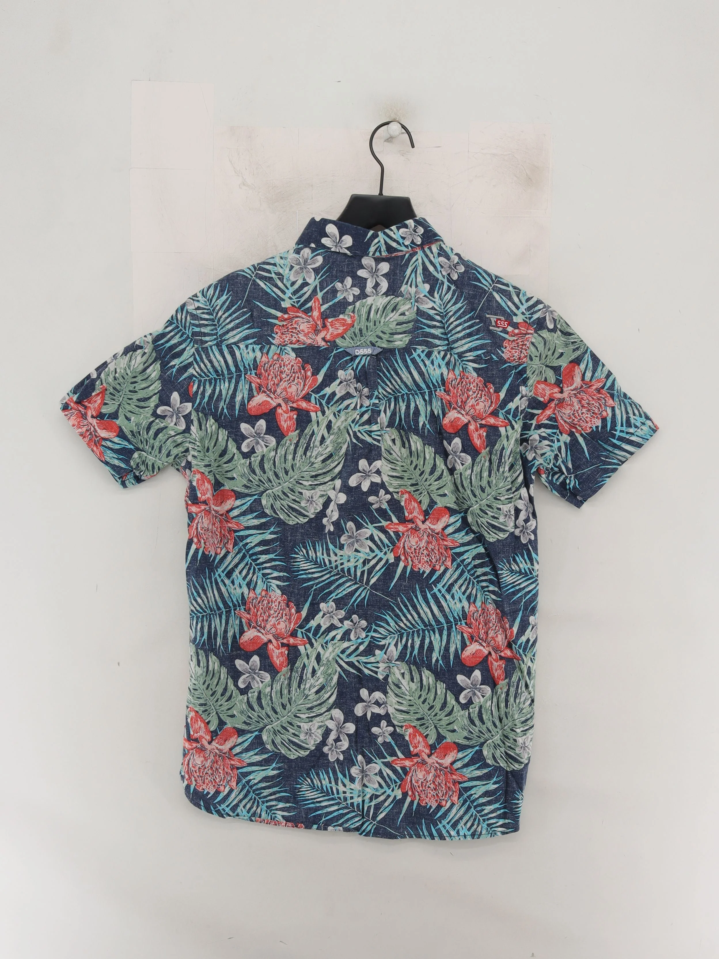 D555 Men's Shirt L Blue Floral 100% Cotton Basic - Image 2