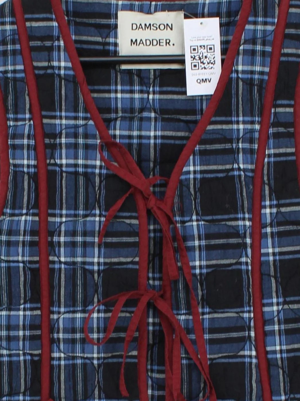 Damson Madder Women's Coat UK 8 Multi Checkered Cotton with Polyester Overcoat - Image 3