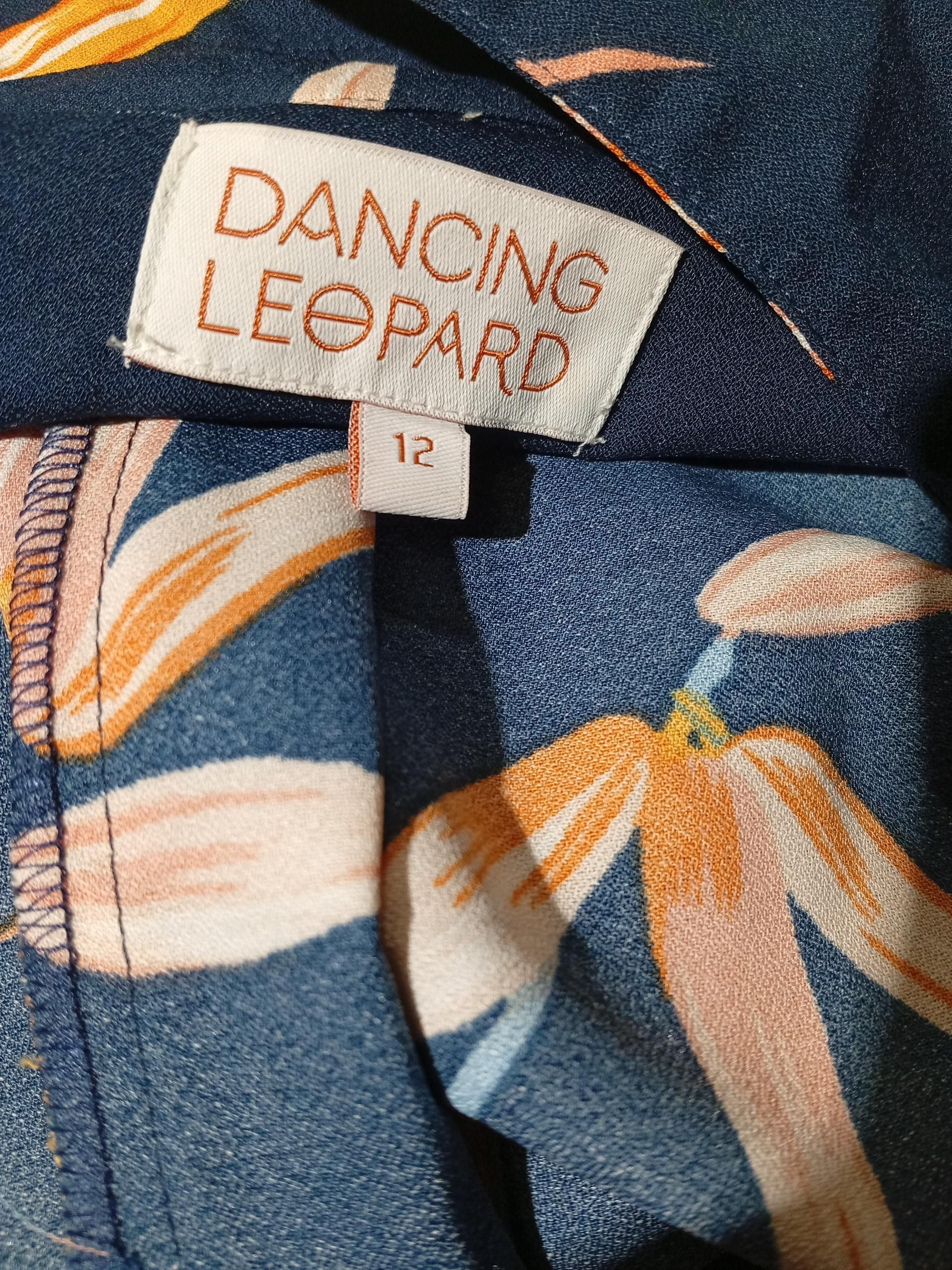 Dancing Leopard Shirt Maxi Dress UK12 in Blue - Image 5