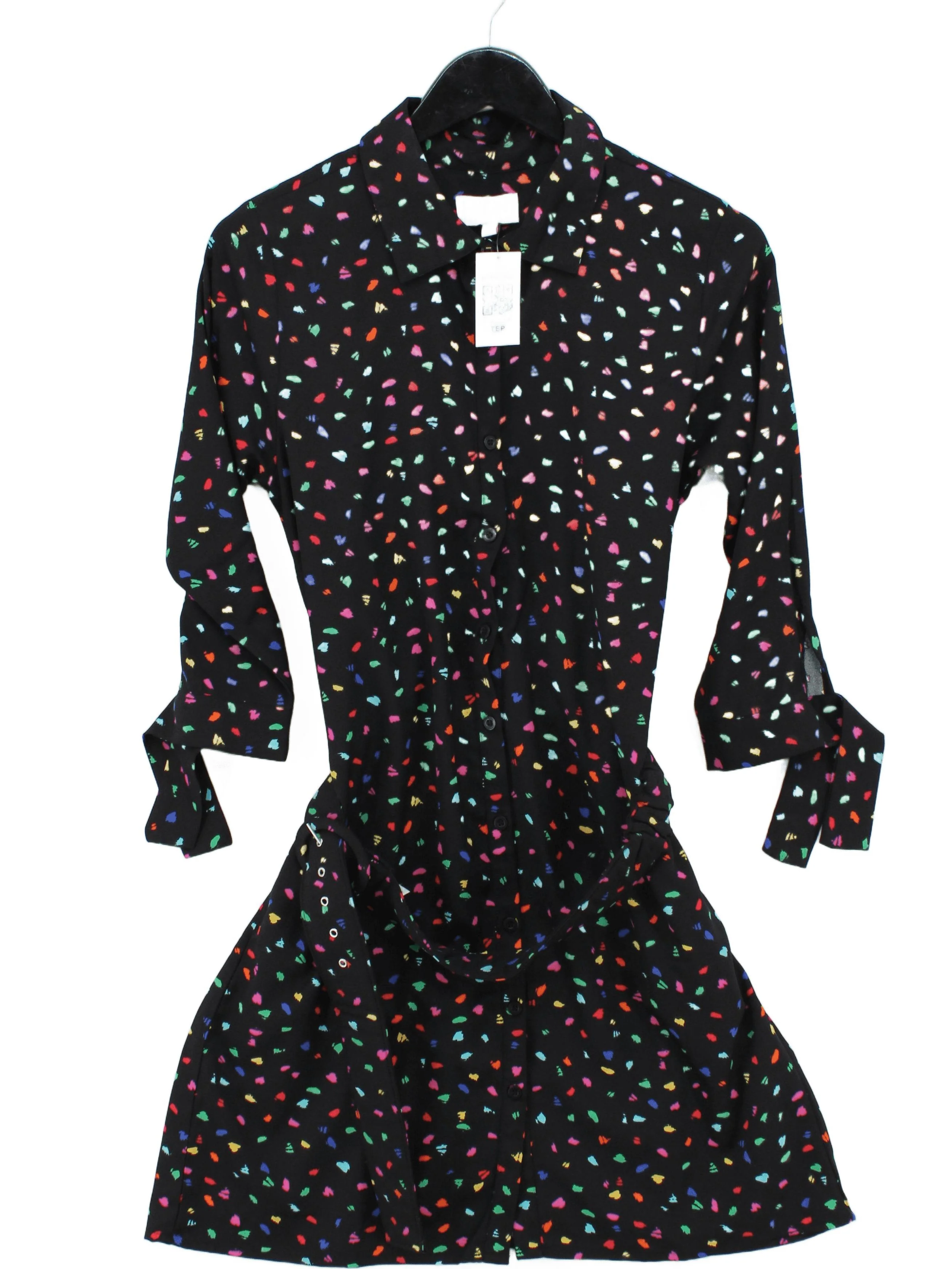 Dancing Leopard Shirt Mini Dress UK12 in Black
