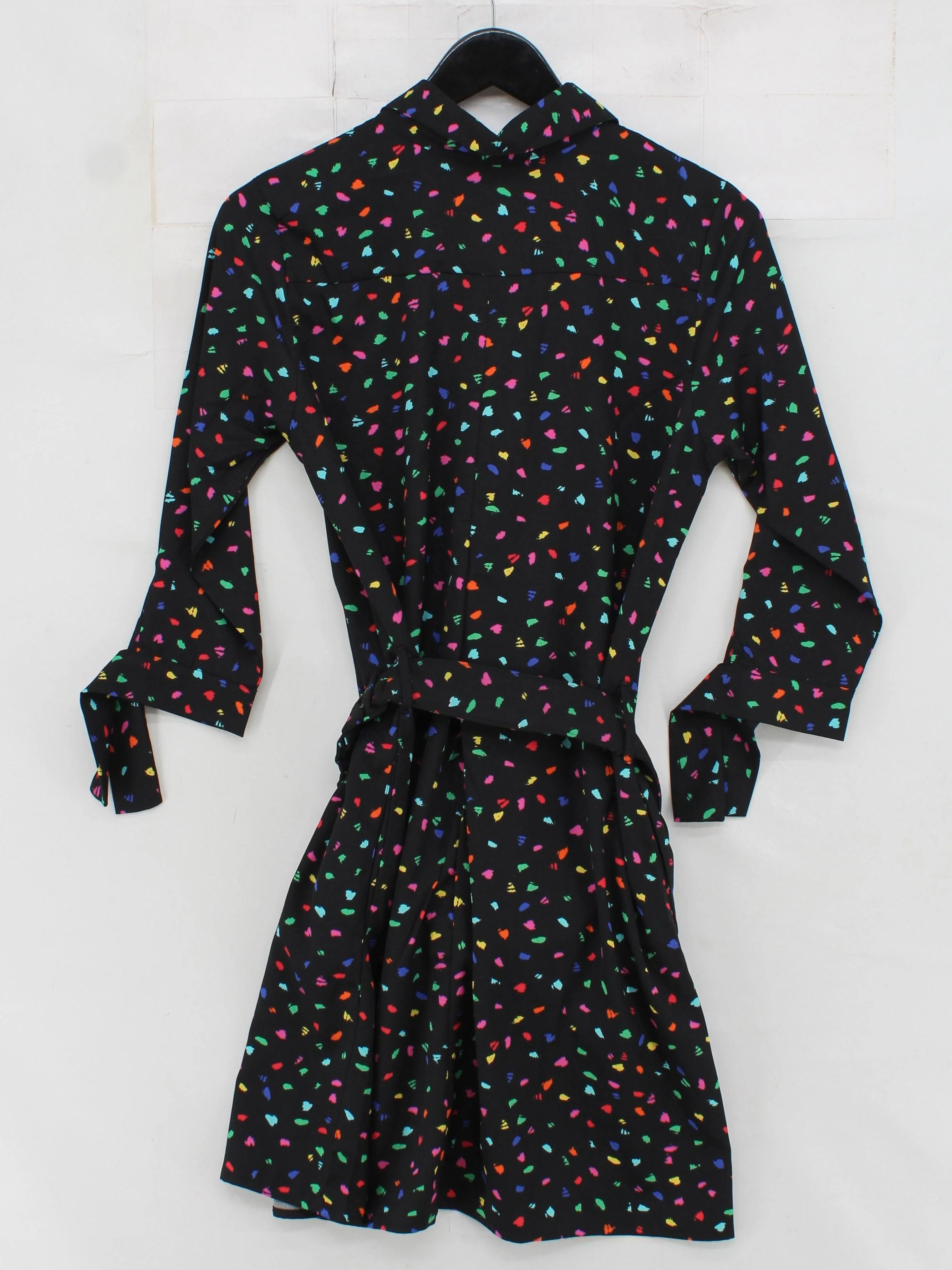 Dancing Leopard Shirt Mini Dress UK12 in Black - Image 2