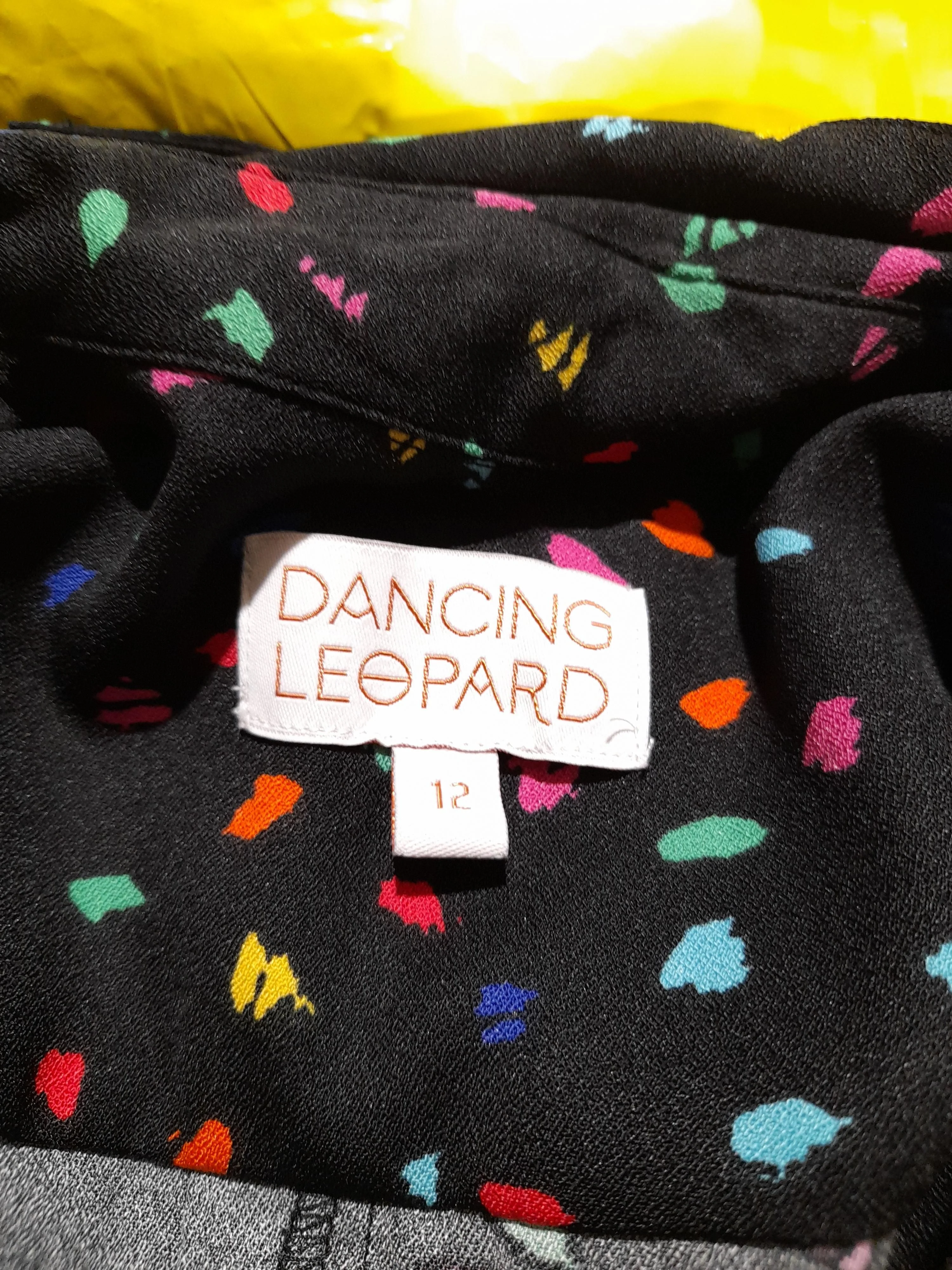 Dancing Leopard Shirt Mini Dress UK12 in Black - Image 5
