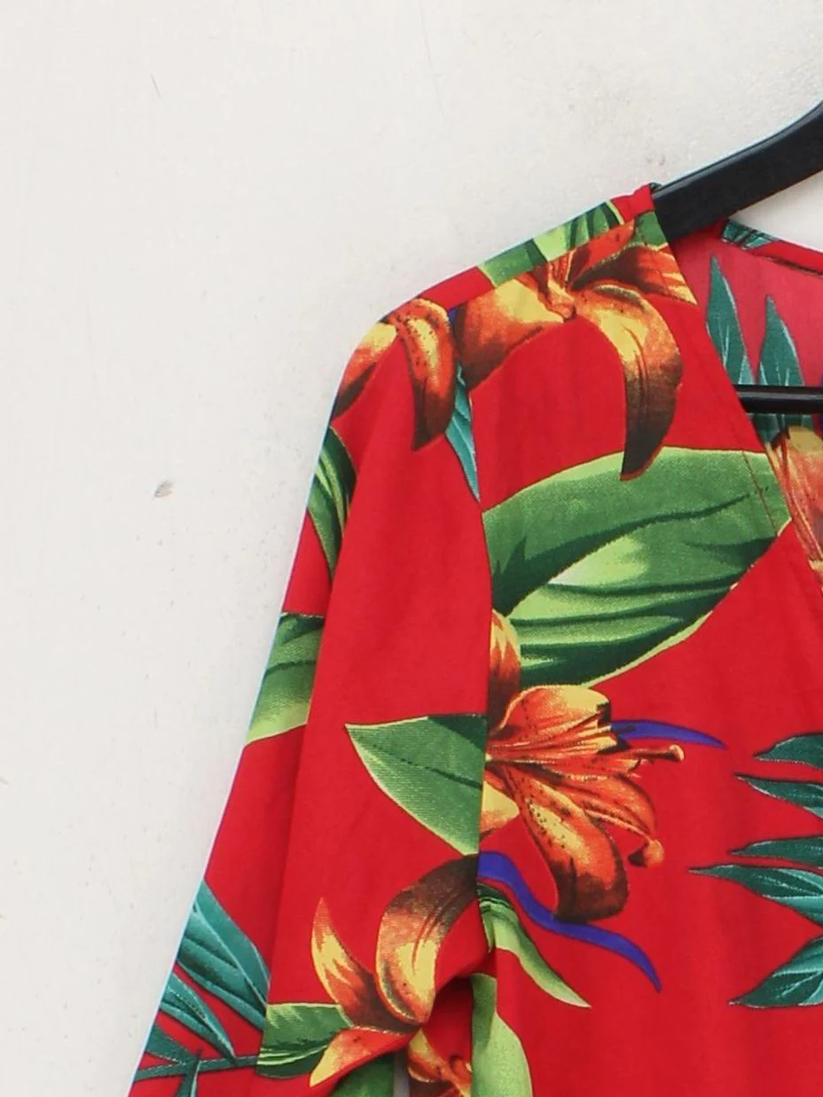 Dancing Leopard Women's Playsuit UK 10 Red Floral 100% Other Playsuit - Image 4