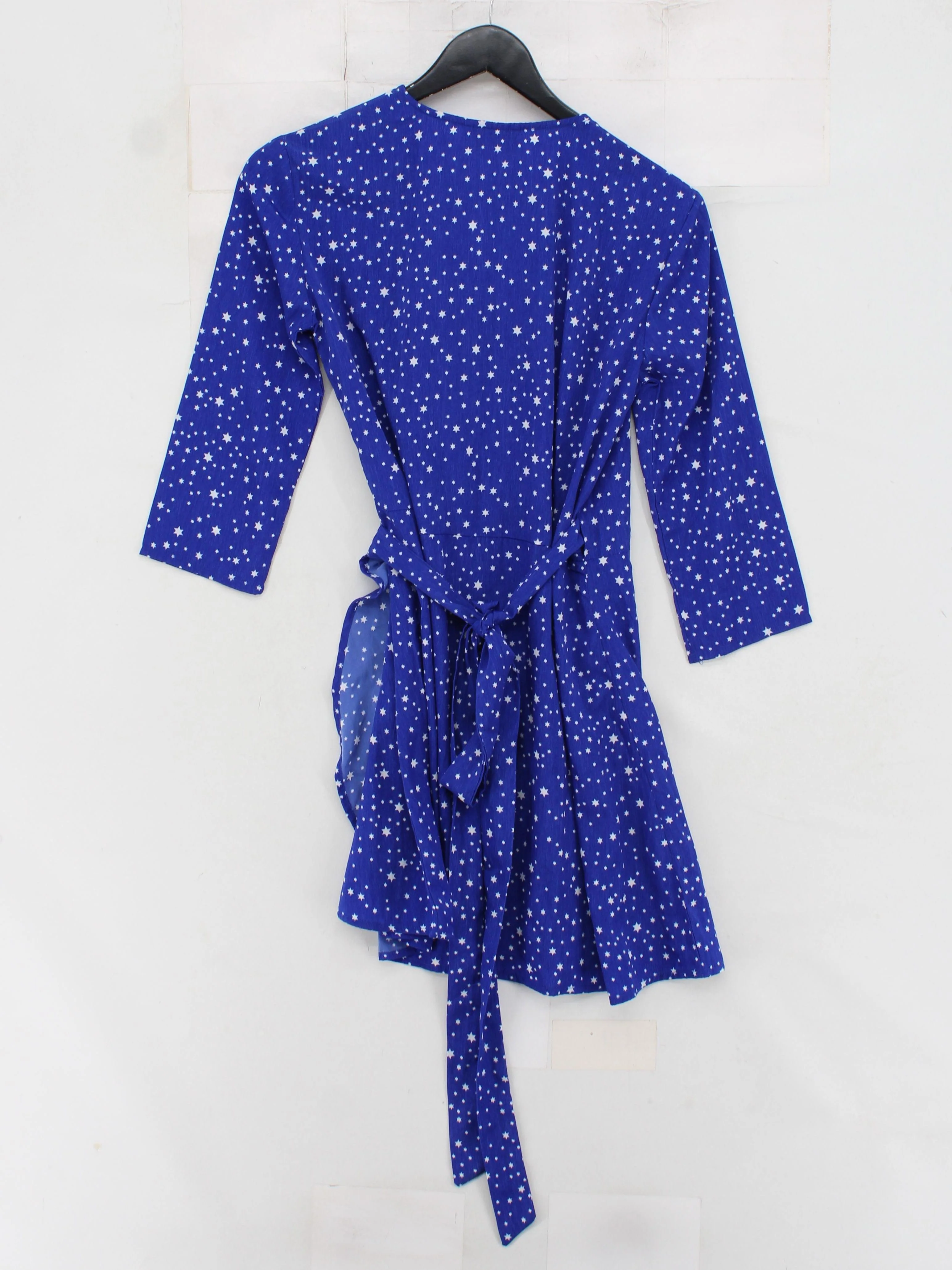 Dancing Leopard Wrap Mini Dress UK6 in Blue - Image 2