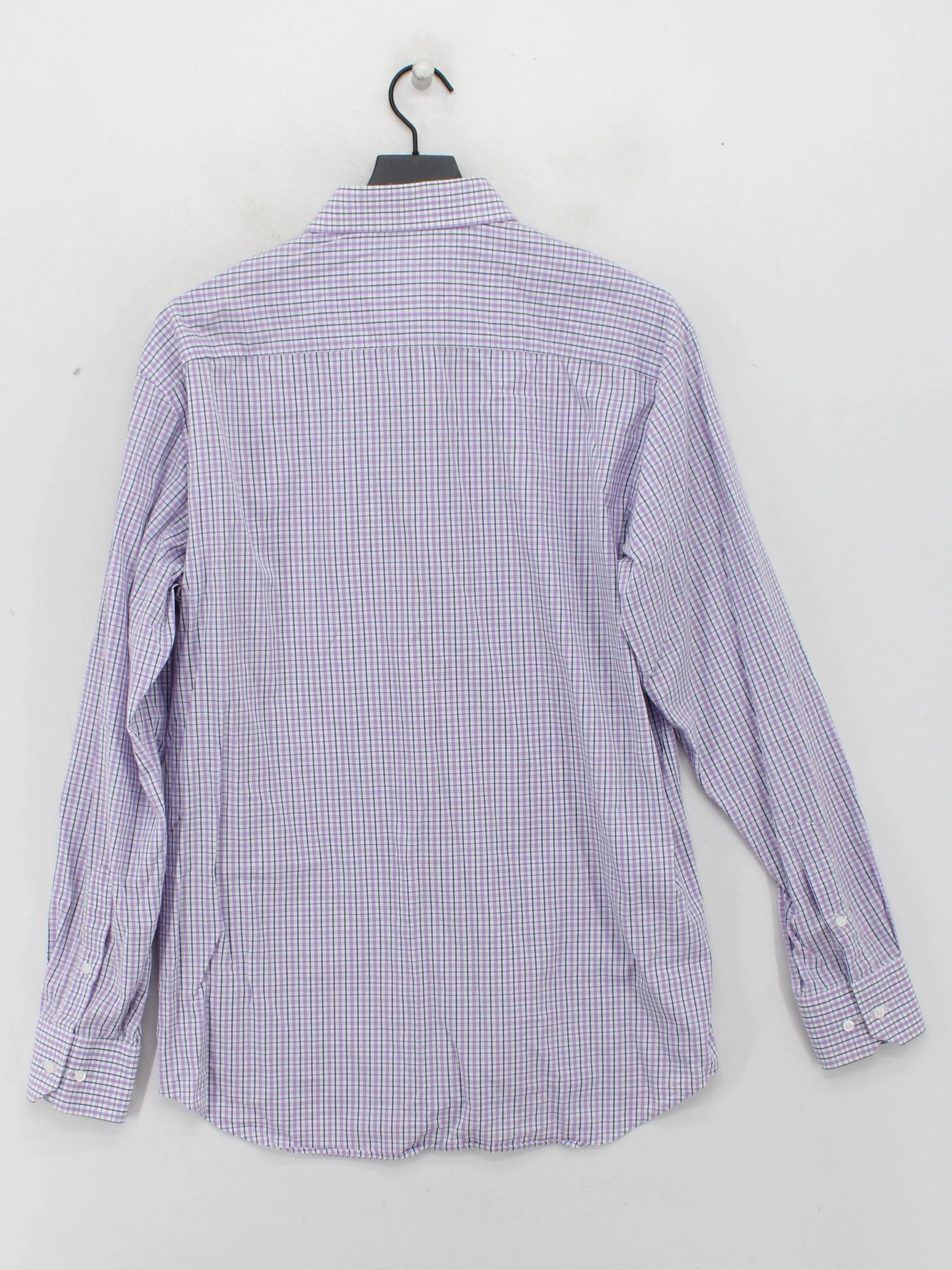 Daniel Hechter Men's Shirt Collar: 16 in White Checkered 100% Cotton Basic - Image 2