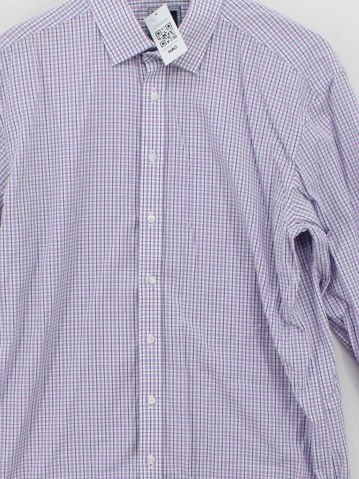 Daniel Hechter Men's Shirt Collar: 16 in White Checkered 100% Cotton Basic - Image 3