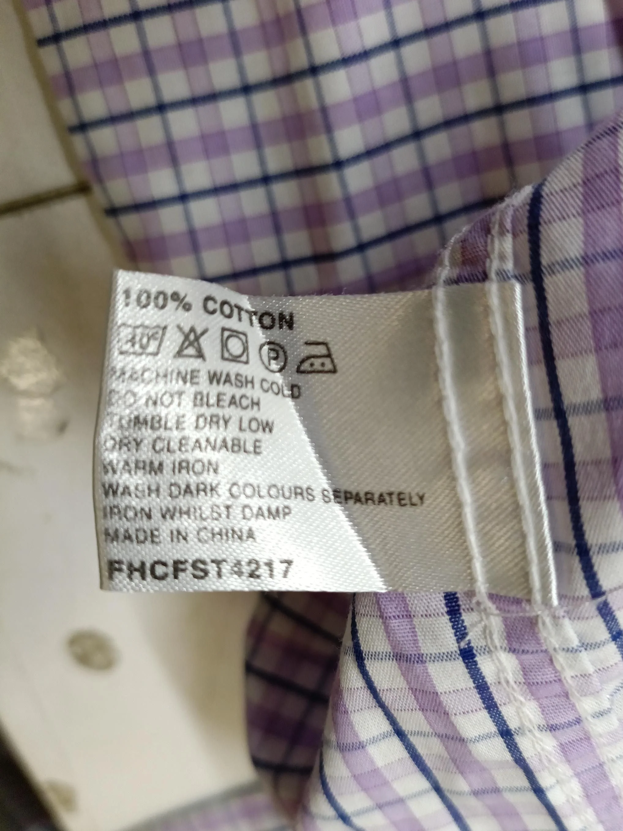 Daniel Hechter Men's Shirt Collar: 16 in White Checkered 100% Cotton Basic - Image 6