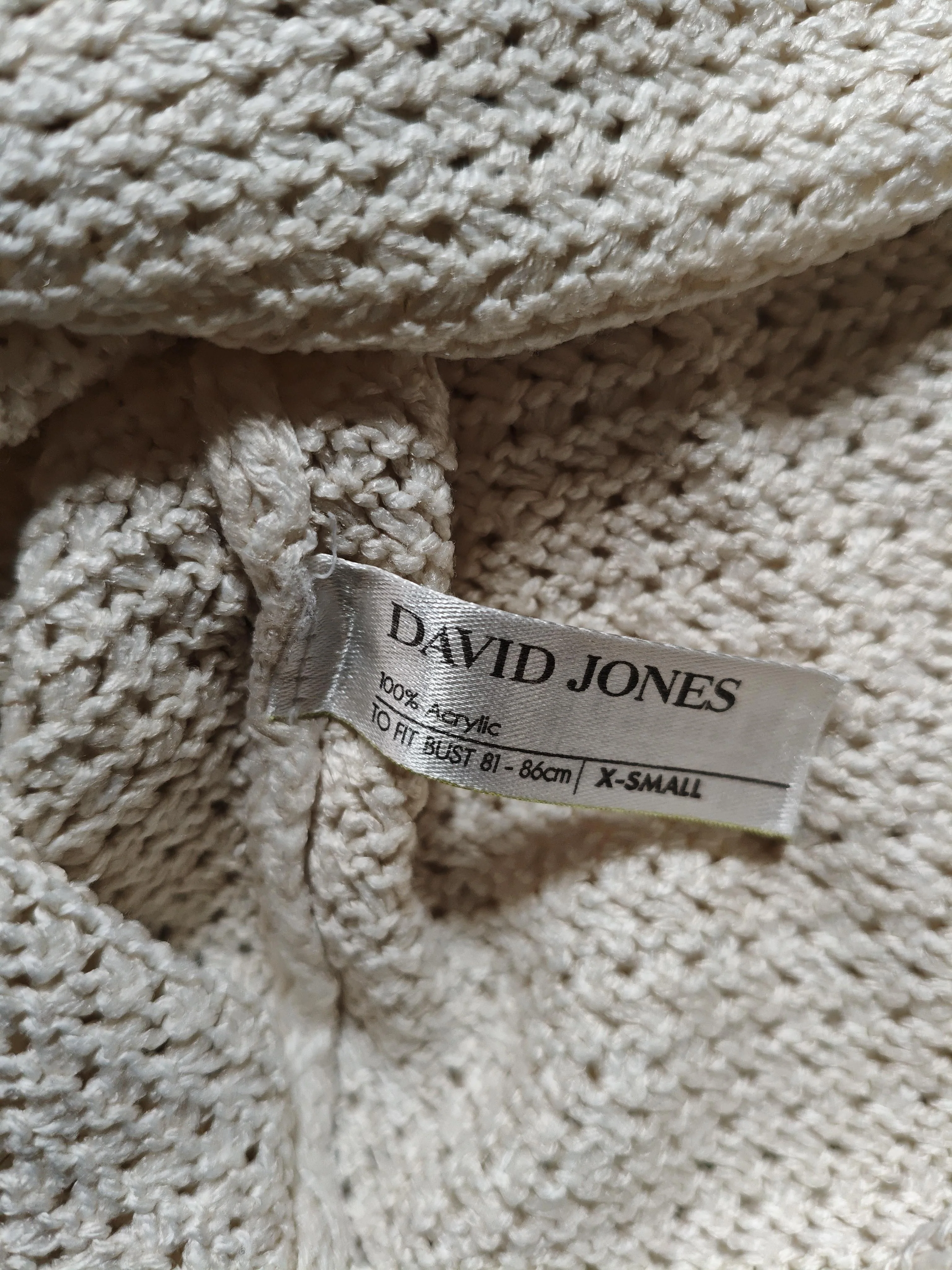 David Jones Women's Jumper XS Cream 100% Acrylic Round Neck Pullover - Image 6