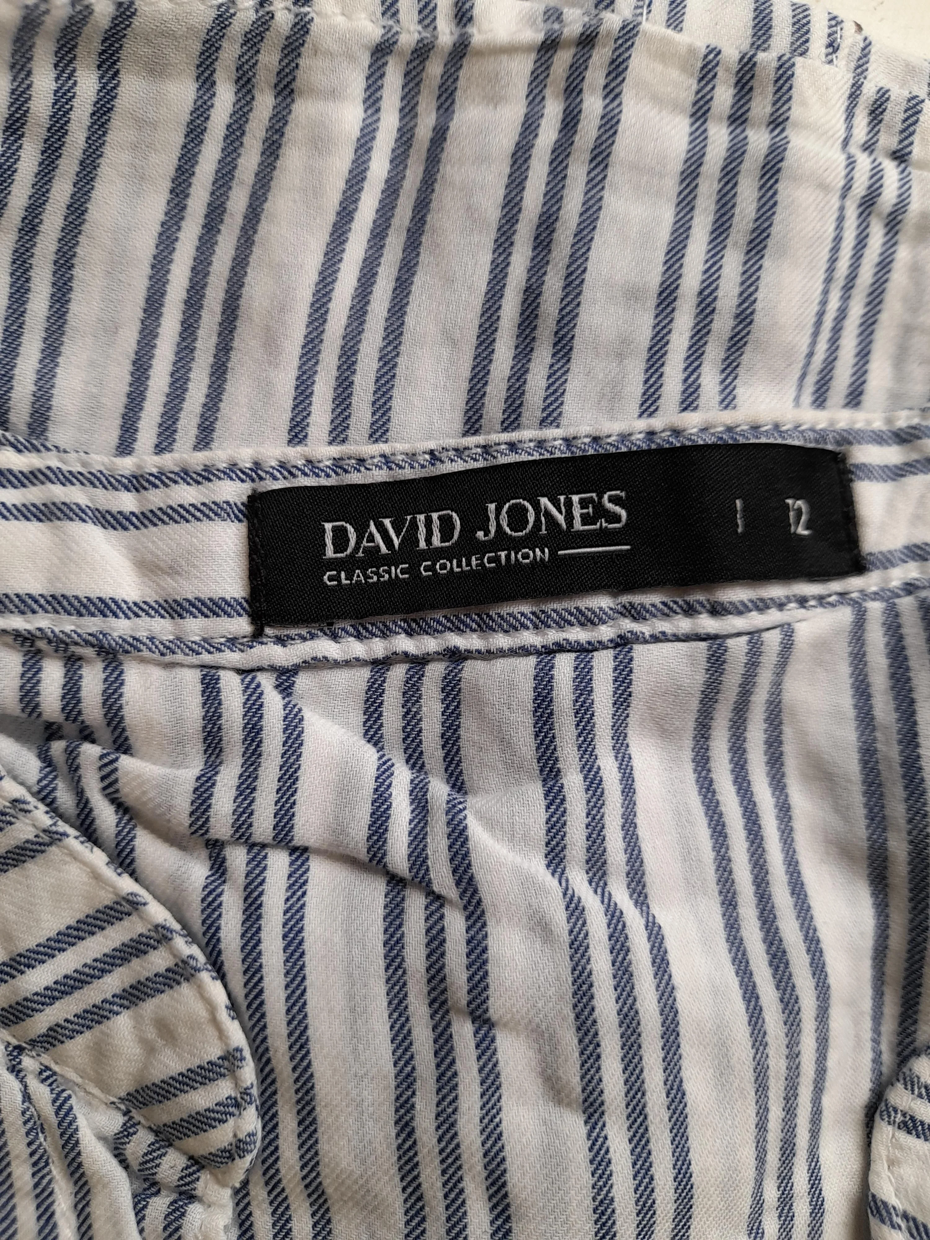 David Jones Women's Top UK 12 Multi Striped 100% Cotton Sleeveless V-Neck Basic - Image 5