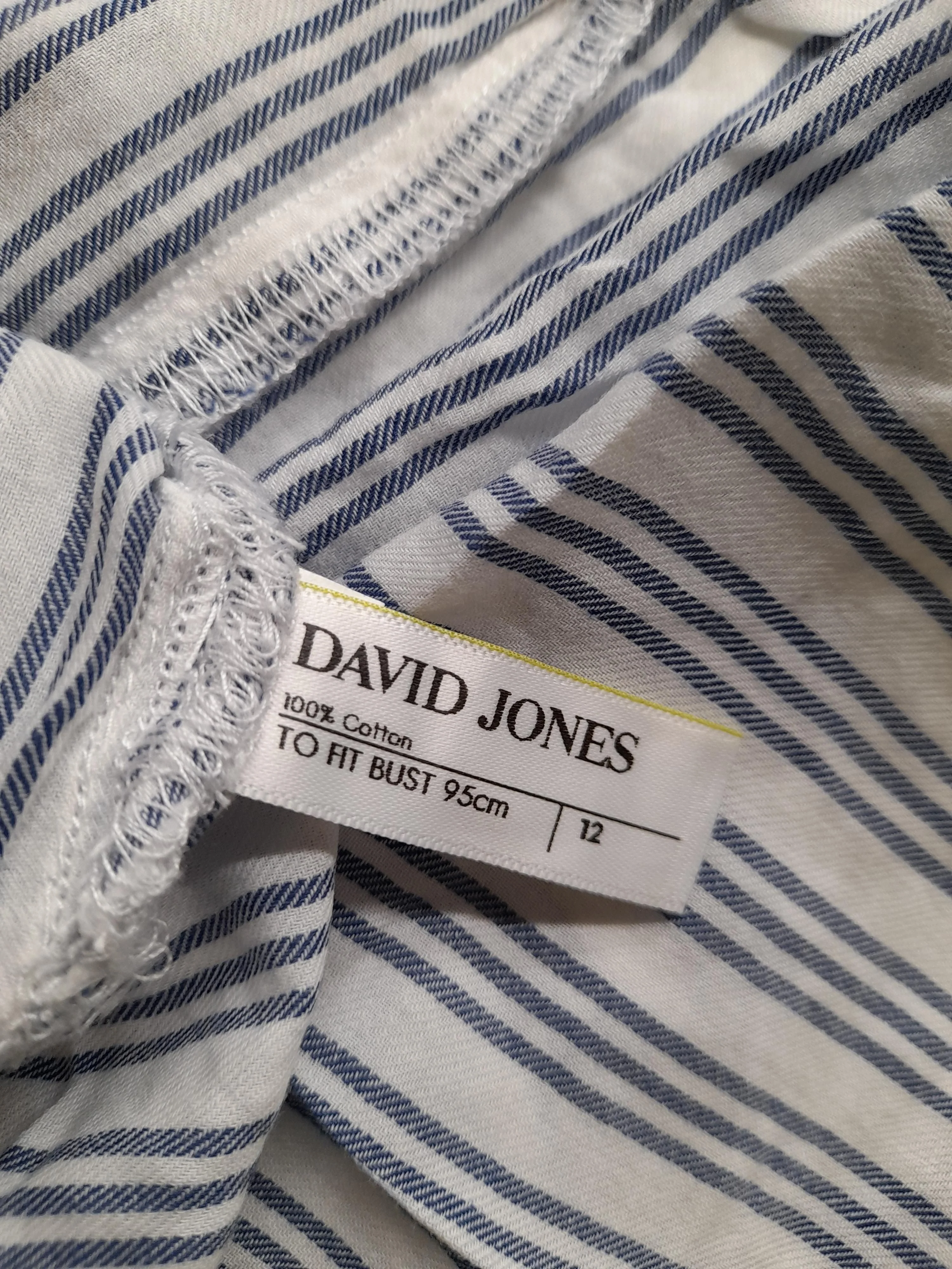 David Jones Women's Top UK 12 Multi Striped 100% Cotton Sleeveless V-Neck Basic - Image 6