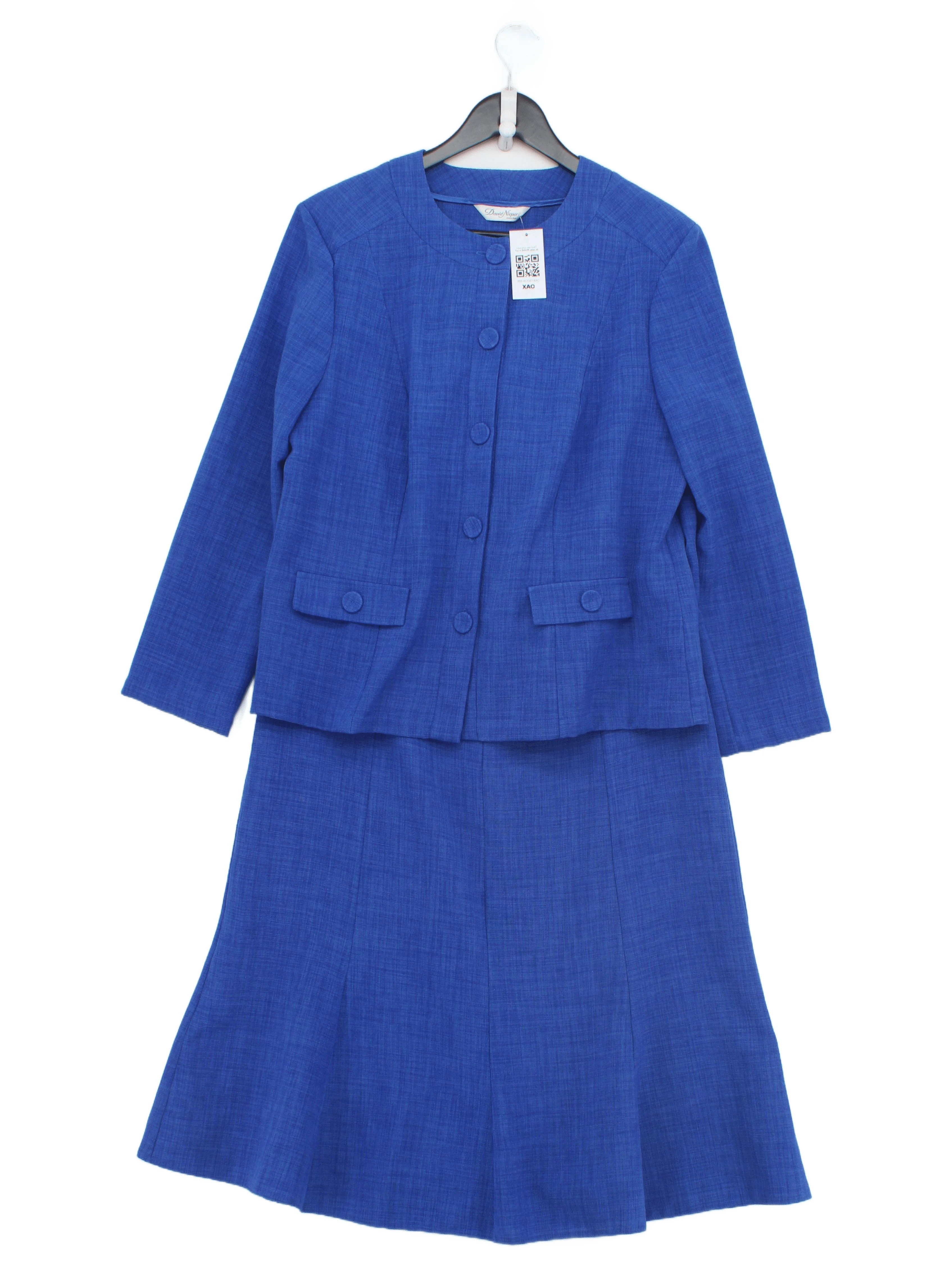 David Nieper Women's Two Piece Suit UK 14 Blue 100% Polyester Skirt Suit
