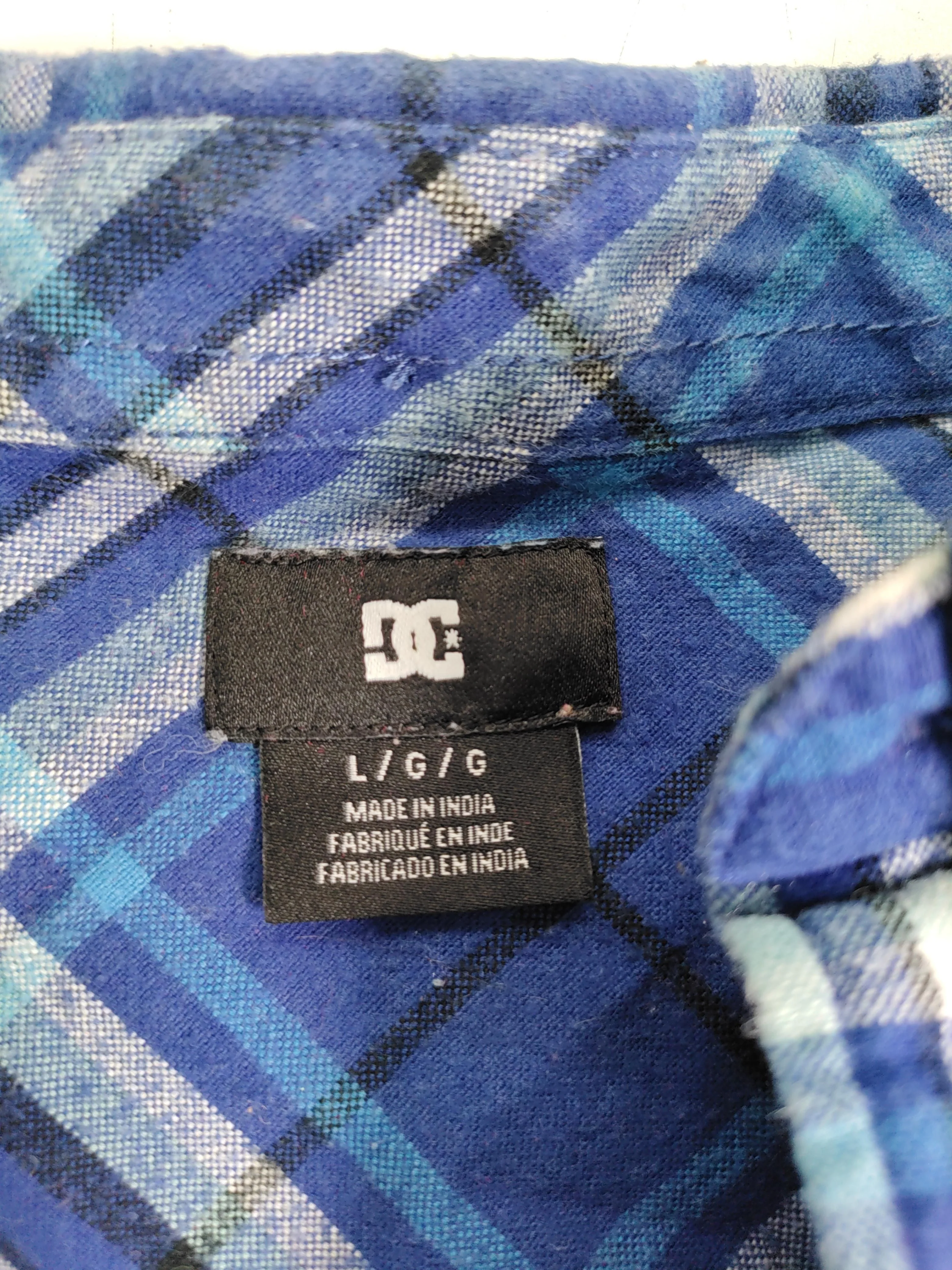 DC Men's Shirt L Blue Checkered 100% Cotton Basic - Image 5