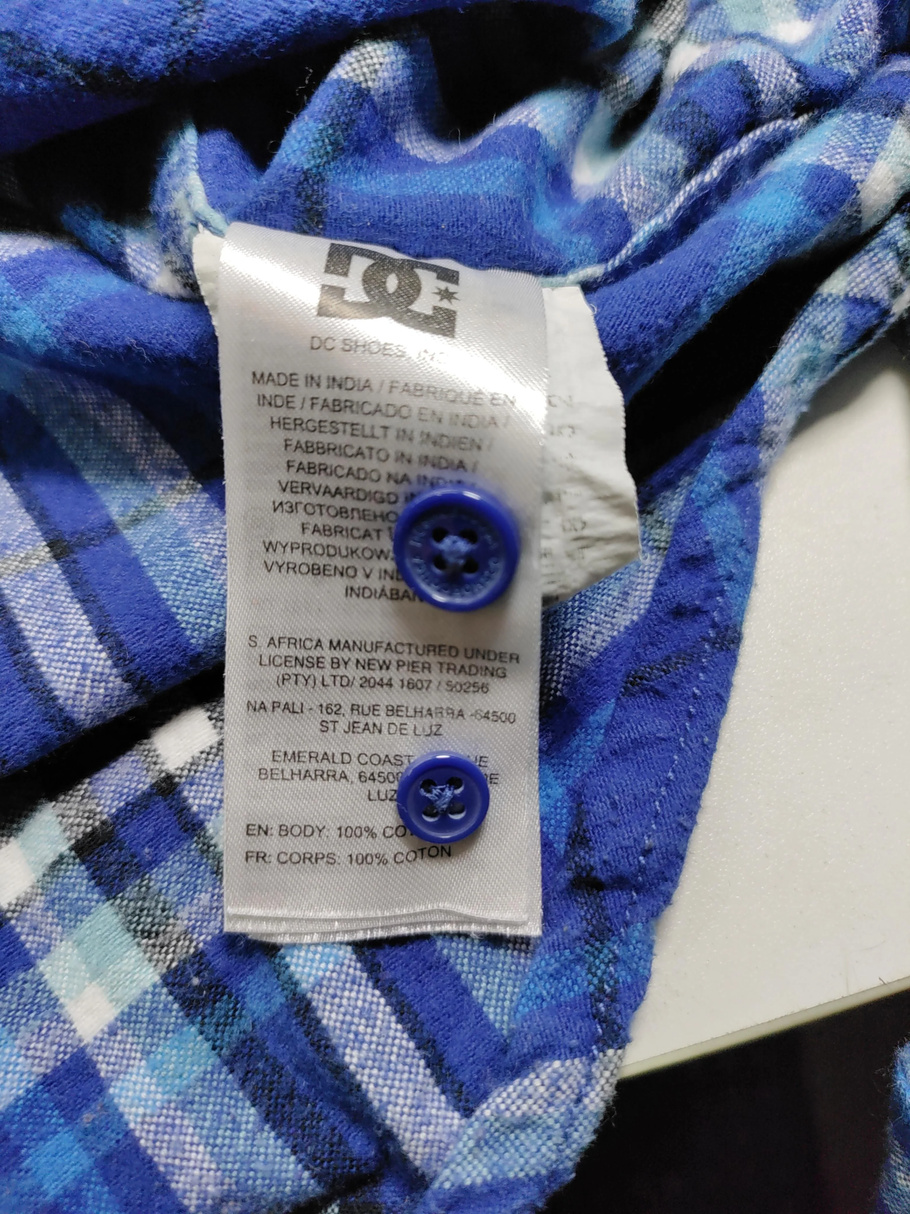 DC Men's Shirt L Blue Checkered 100% Cotton Basic - Image 6