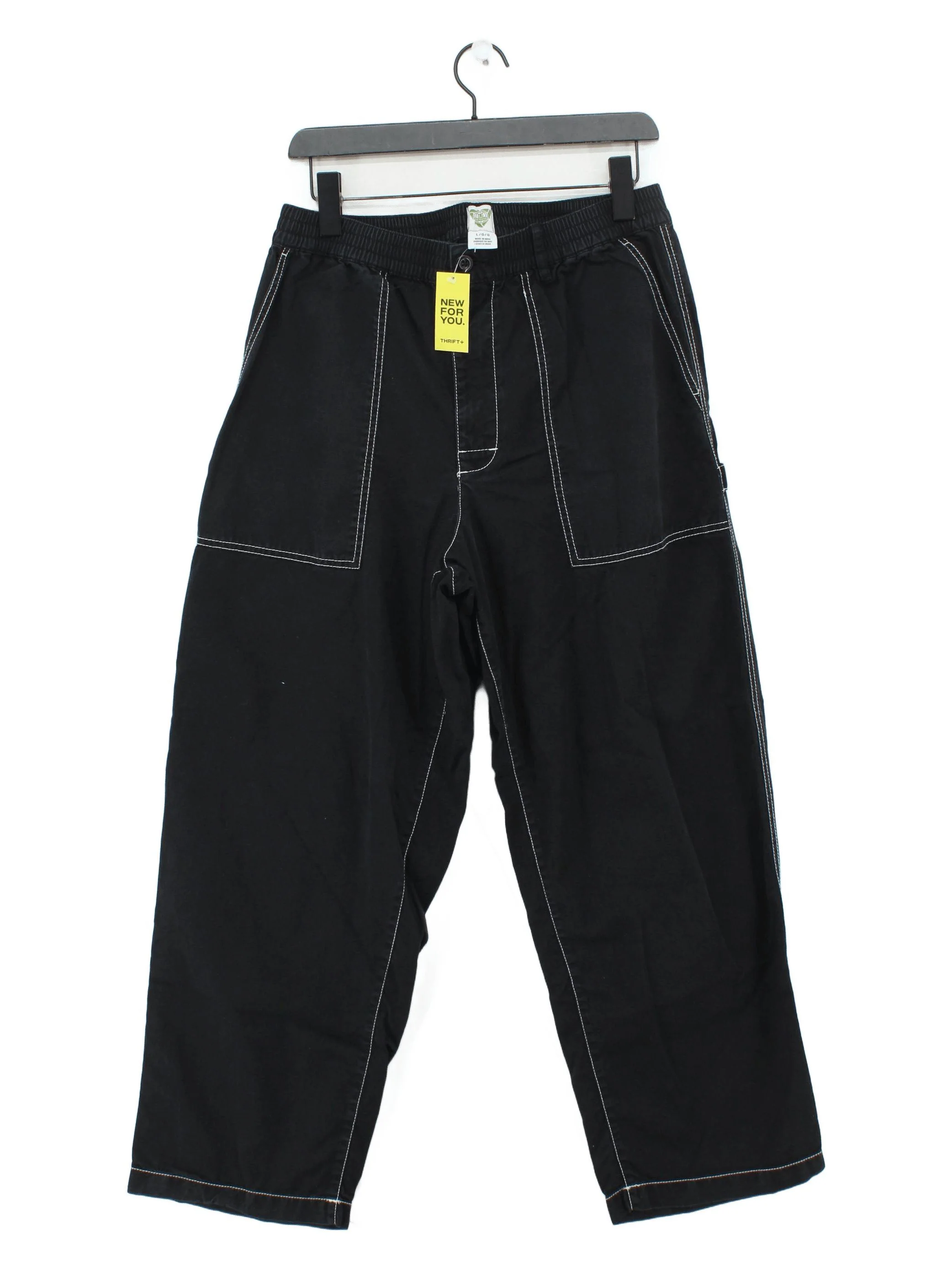 DC Men's Trousers L Black Cotton with Lyocell Modal Wide-Leg Chino