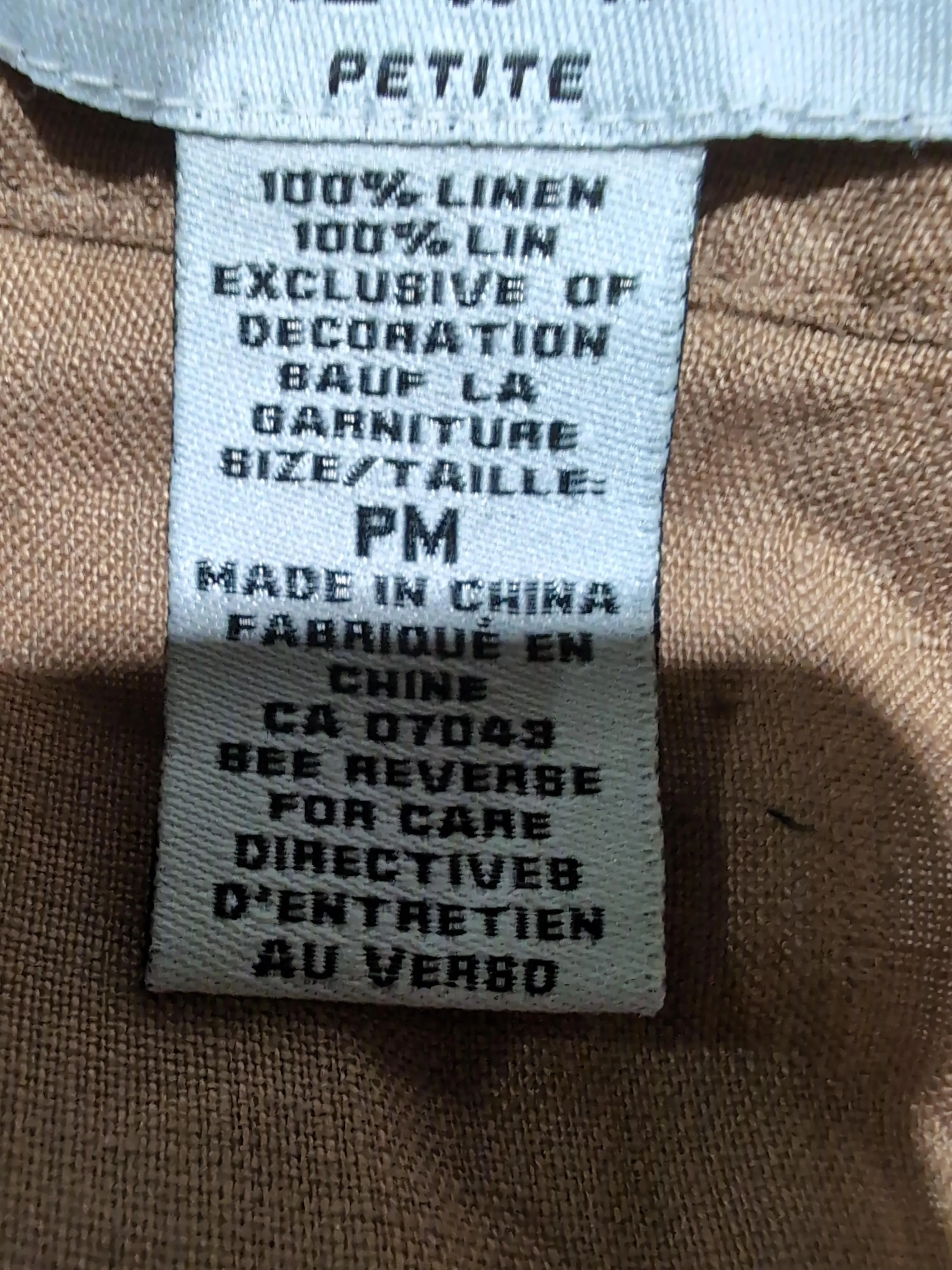 Deane And White Women's Top M Tan 100% Linen 3/4 Sleeve Collared Basic - Image 6