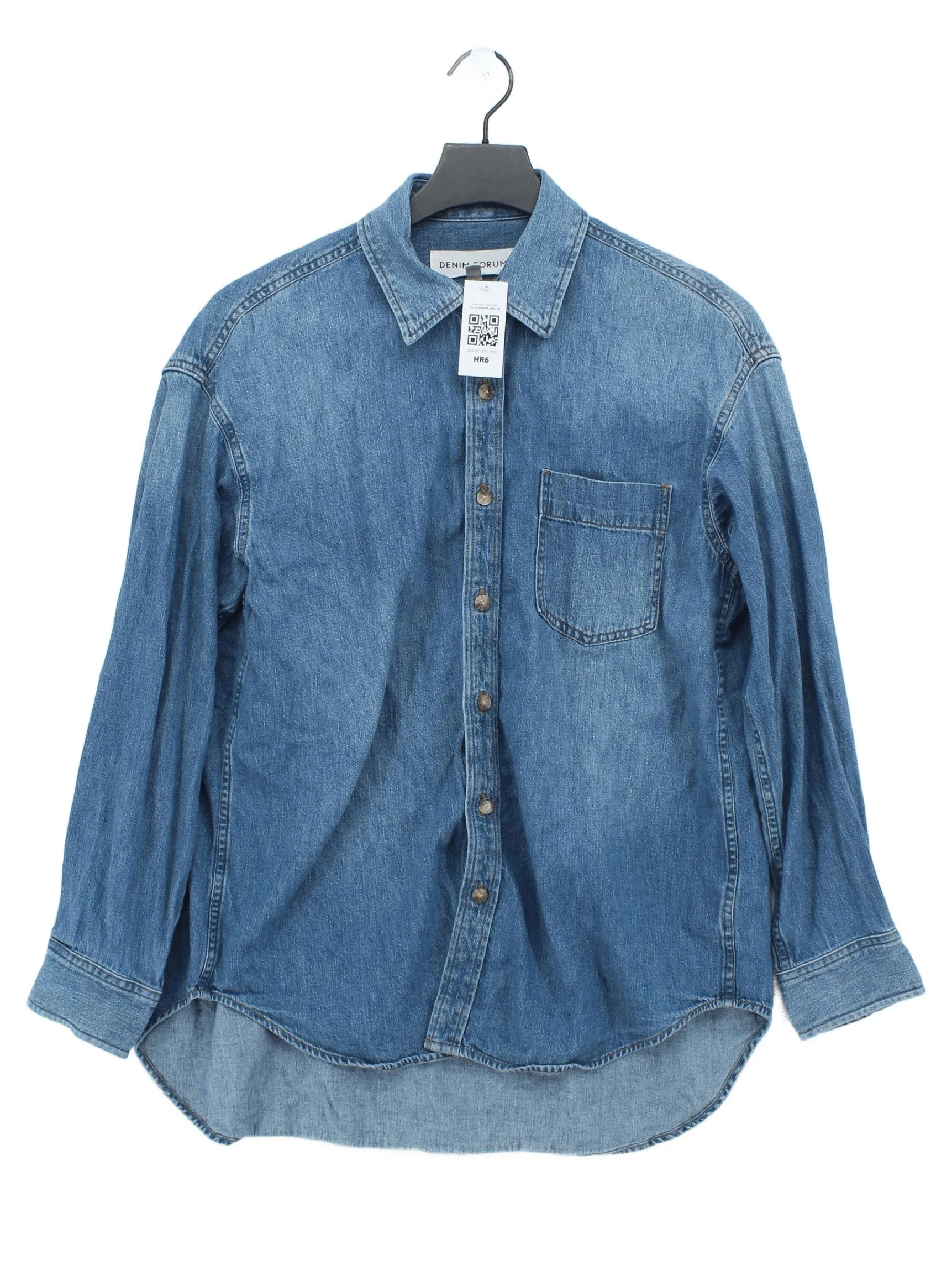 Denim Forum Women's Shirt XS Blue Cotton with Other Long Sleeve Collared Basic