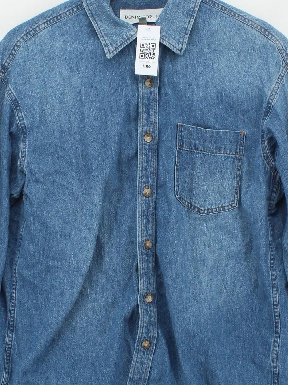 Denim Forum Women's Shirt XS Blue Cotton with Other Long Sleeve Collared Basic - Image 3