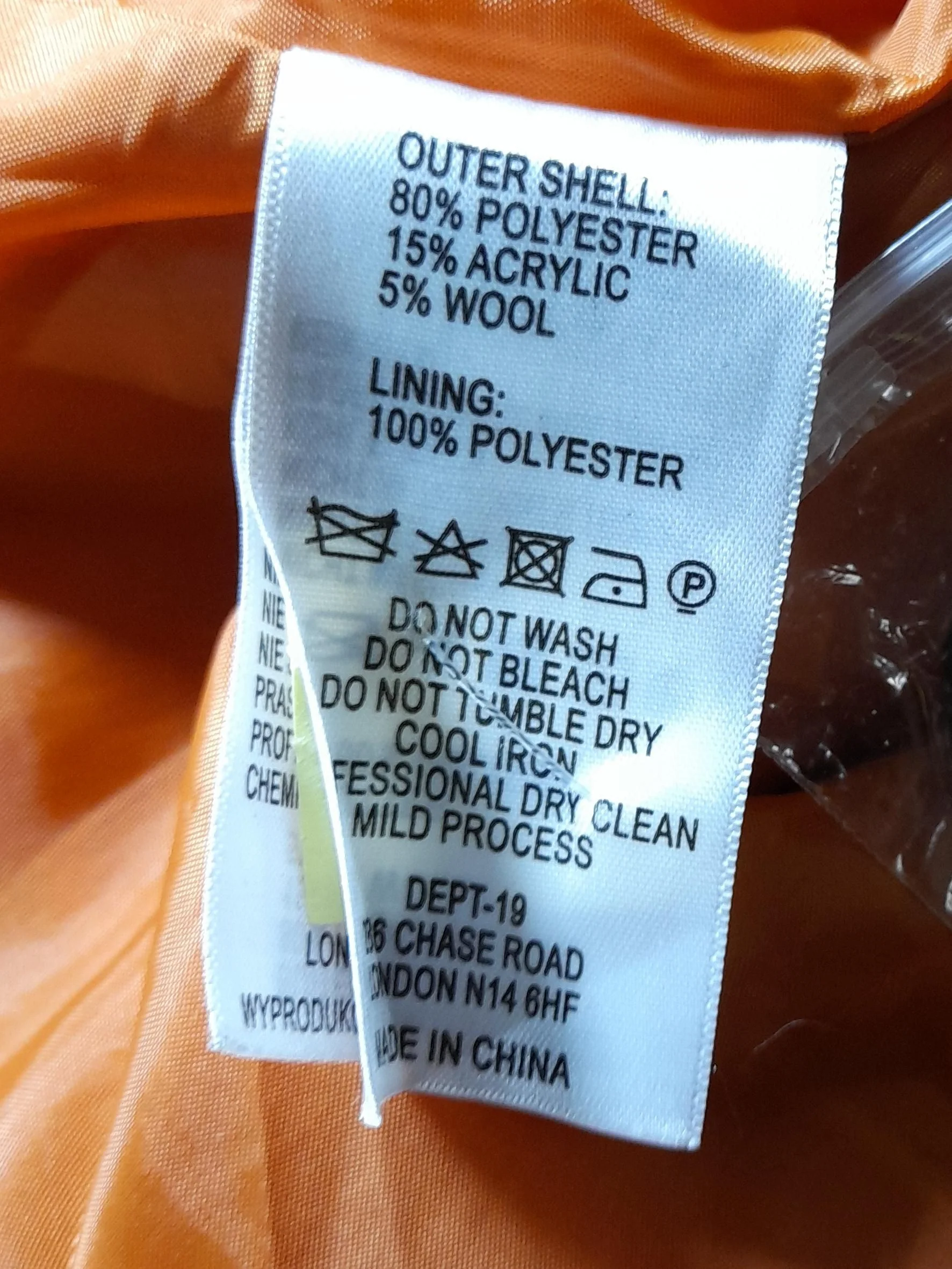 DEPT Women's Coat UK 14 Orange Polyester with Acrylic, Wool Overcoat - Image 6