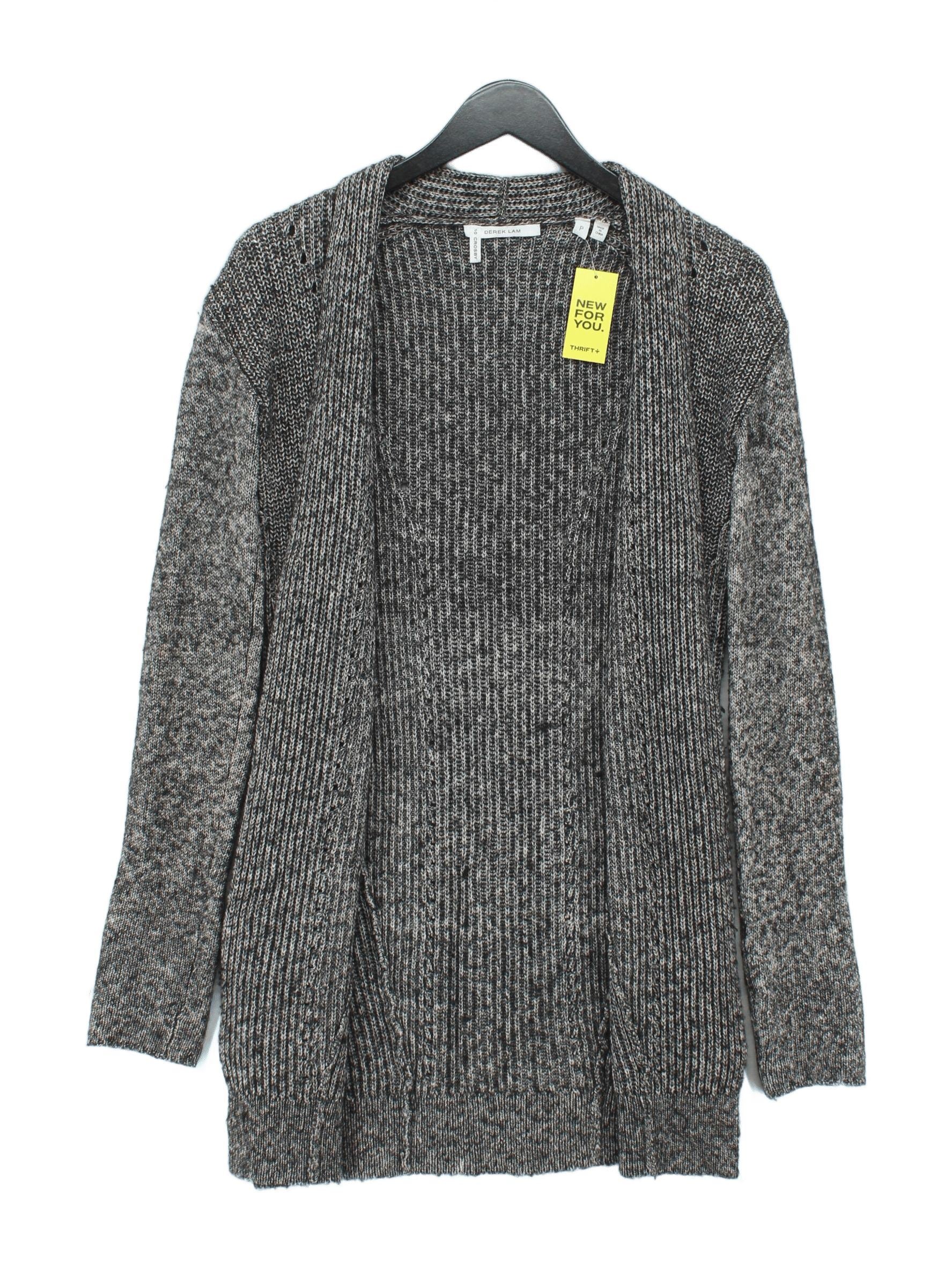 Derek Lam Women's Cardigan UK 10 Grey Cotton with Wool, Other V-Neck Cardigan