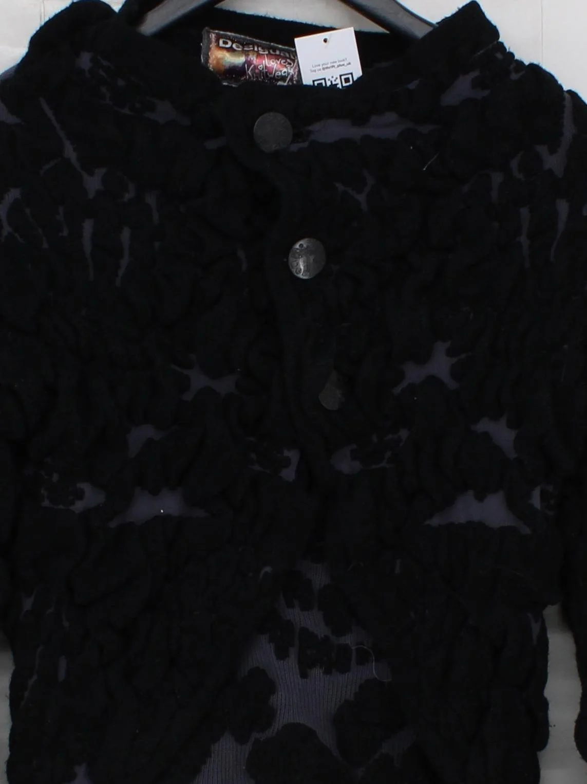 Desigual Women's Cardigan M Black Acrylic with Nylon Round Neck Cardigan - Image 3
