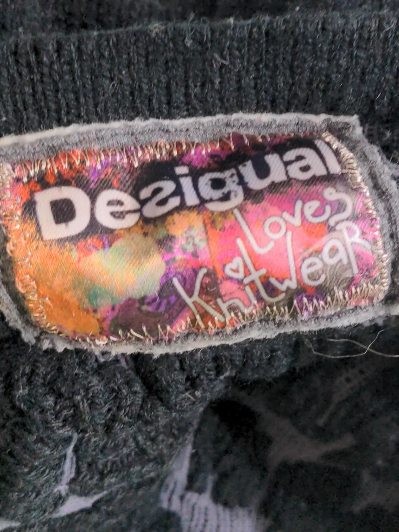 Desigual Women's Cardigan M Black Acrylic with Nylon Round Neck Cardigan - Image 5