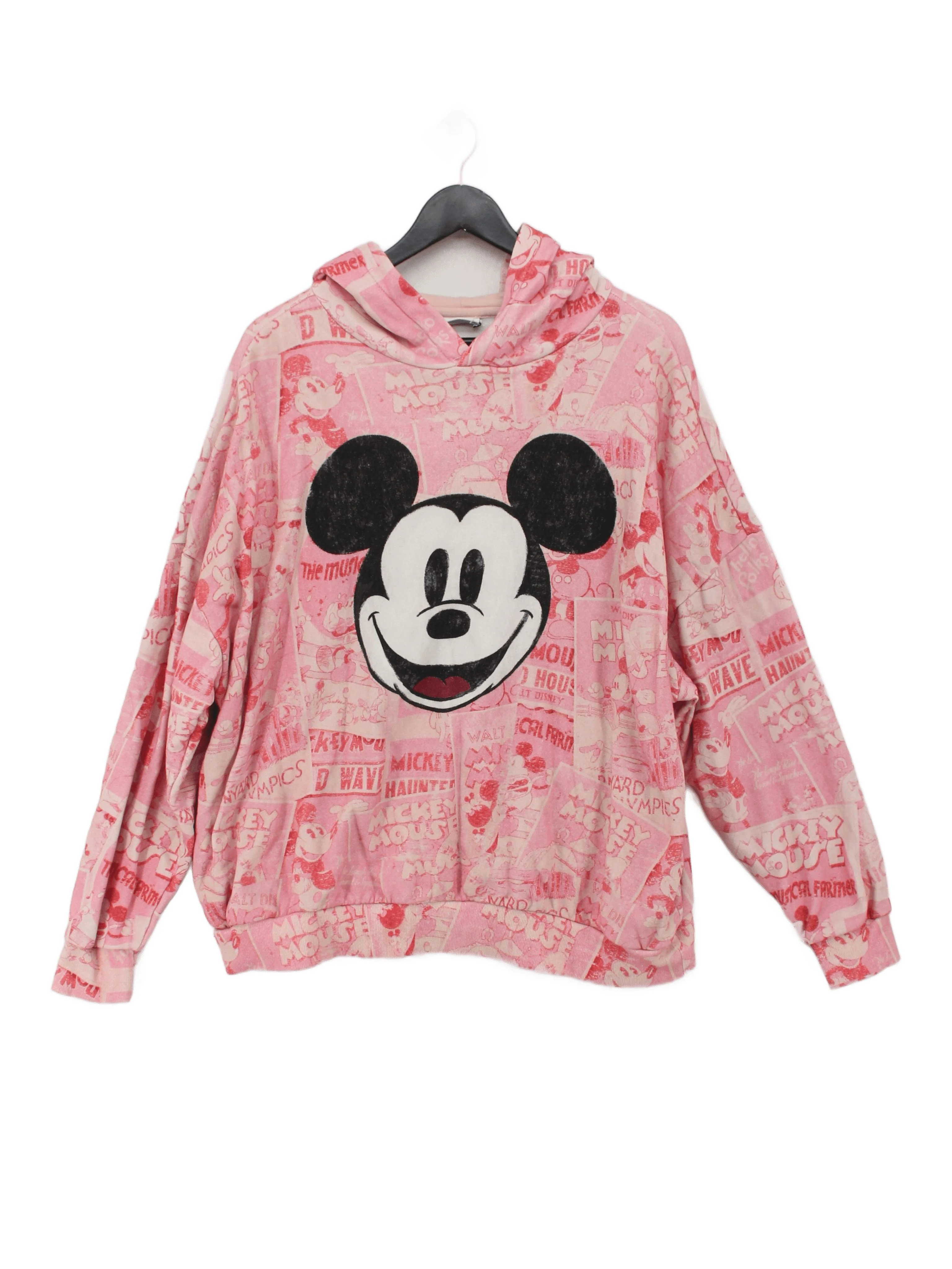 Desigual Women's Hoodie M Pink Graphic 100% Cotton Pullover