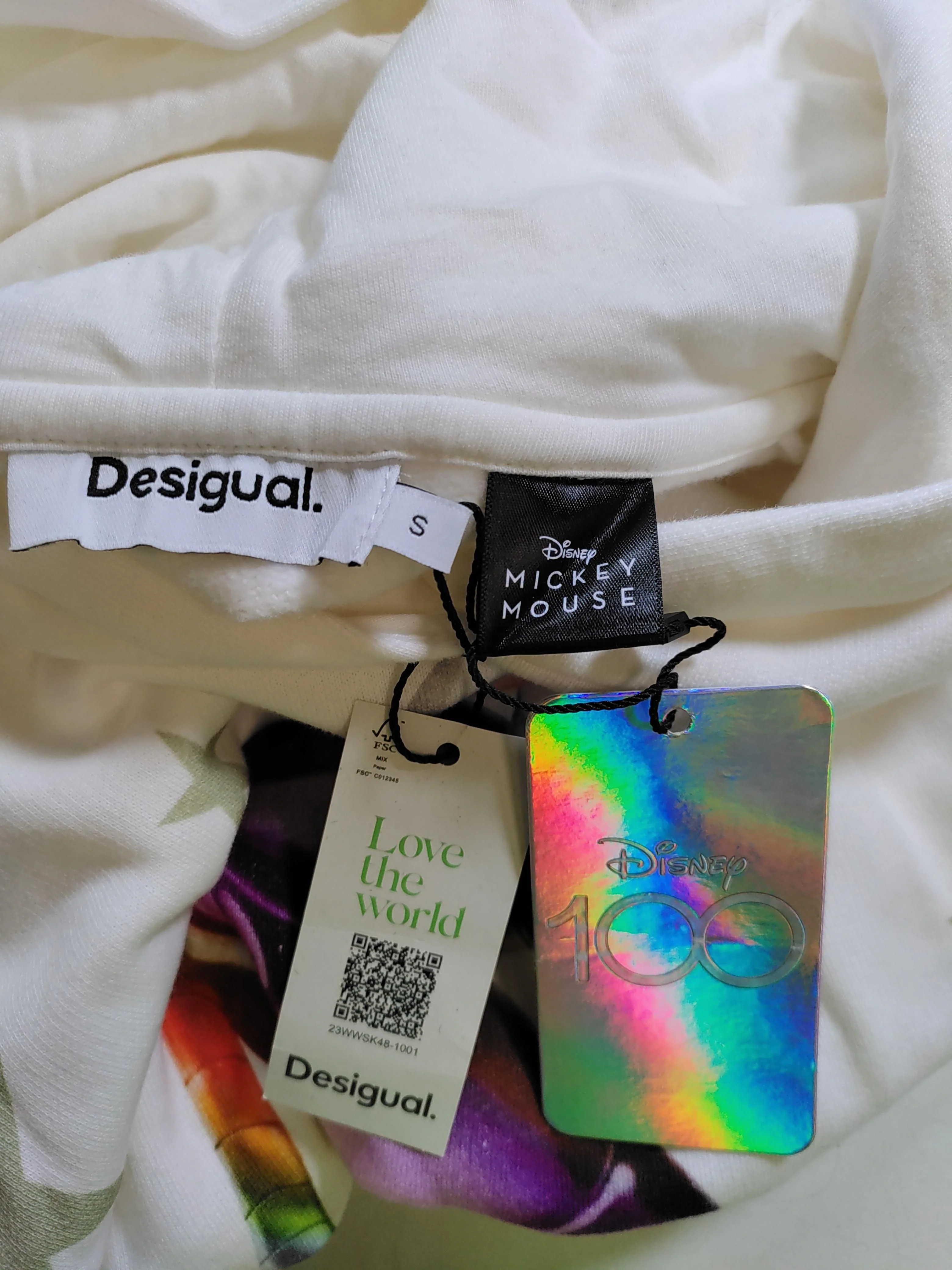 Desigual Women's Hoodie S White Cotton with Acrylic Pullover New with tags - Image 5