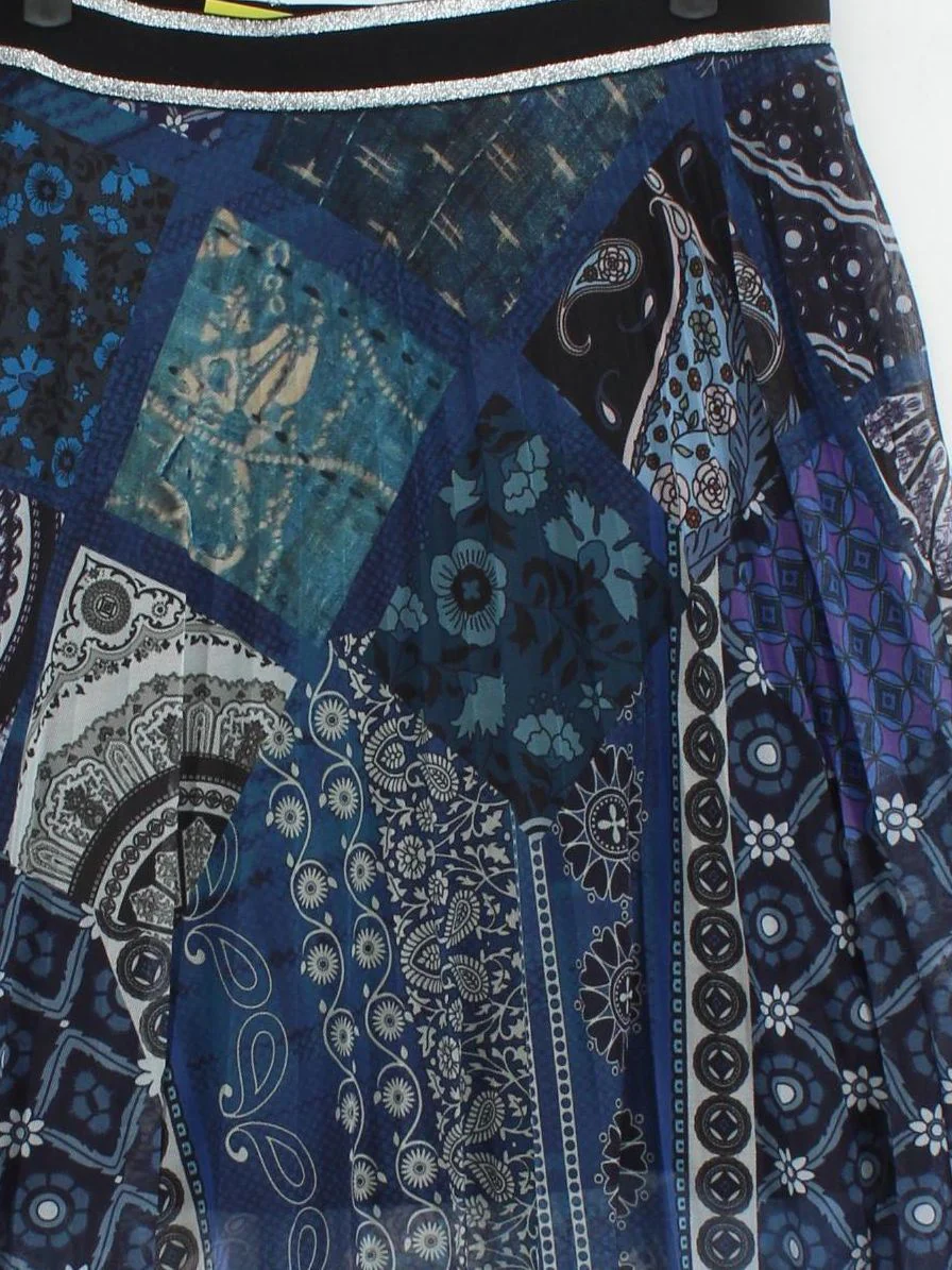Desigual Women's Midi Skirt XL Blue Polyester with Elastane, Viscose Midi A-Line - Image 3