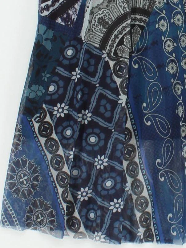 Desigual Women's Midi Skirt XL Blue Polyester with Elastane, Viscose Midi A-Line - Image 4