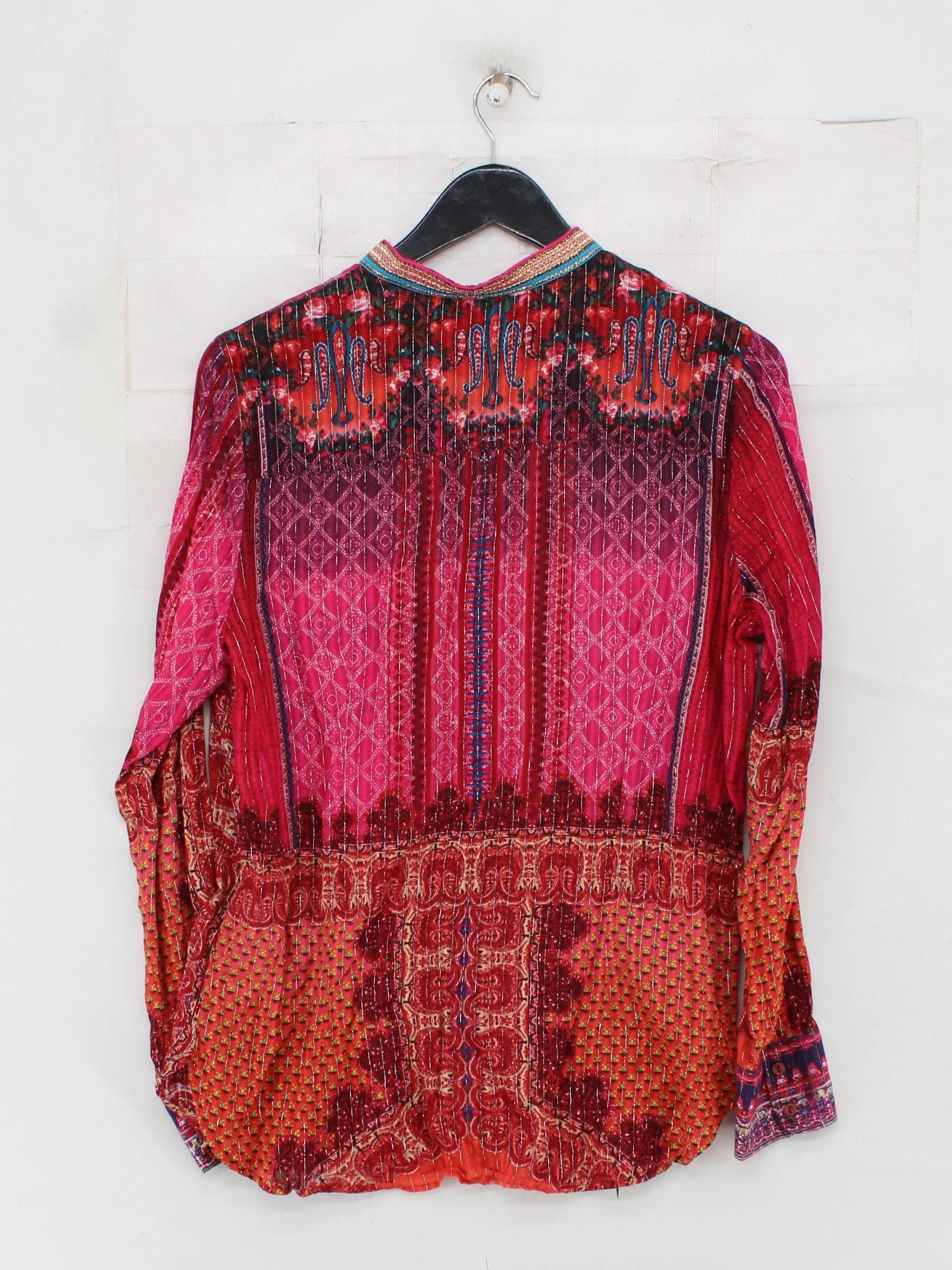 Desigual Women's Shirt XL Red Cotton with Other Long Sleeve Collared Basic - Image 2