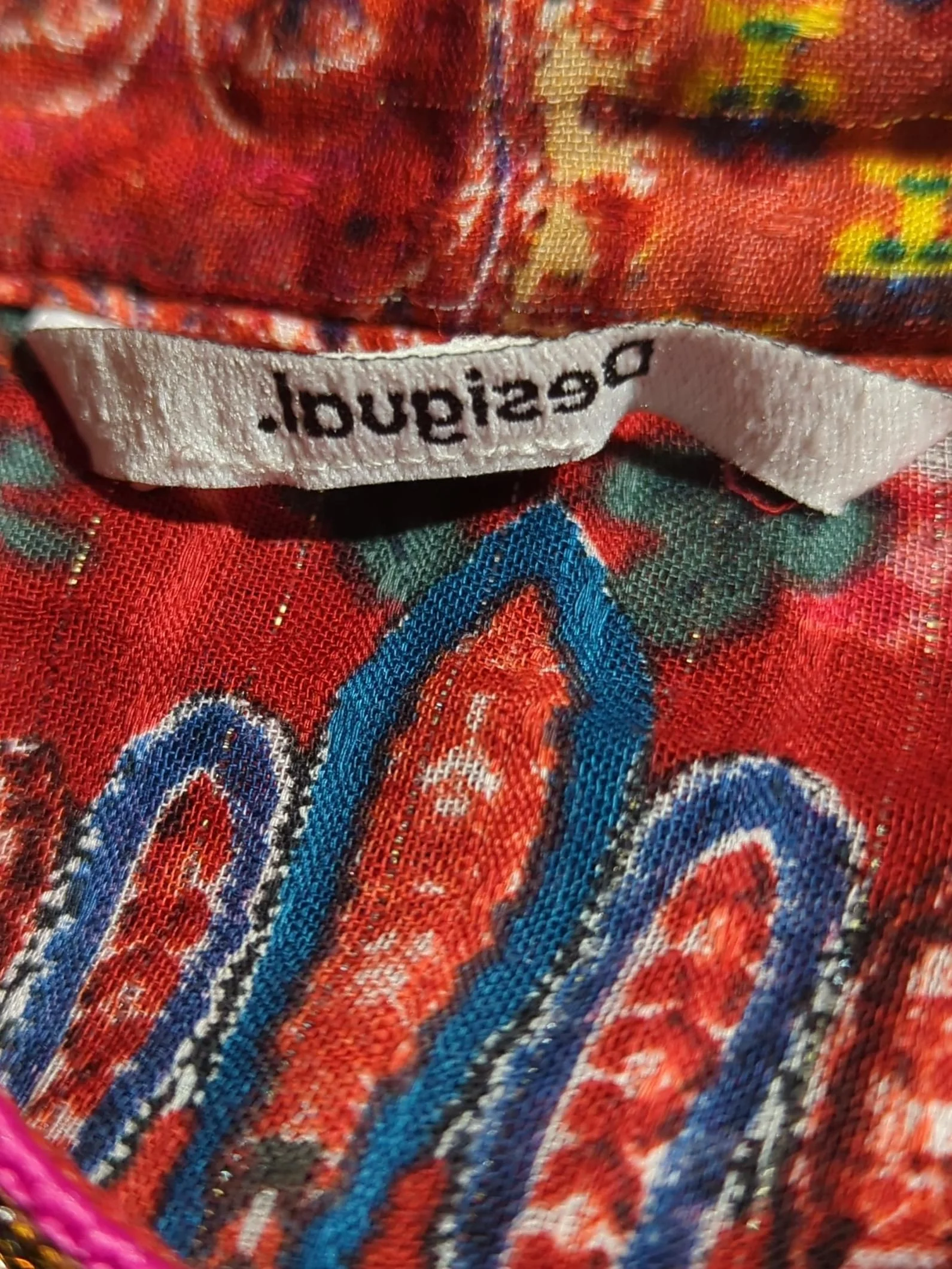 Desigual Women's Shirt XL Red Cotton with Other Long Sleeve Collared Basic - Image 5