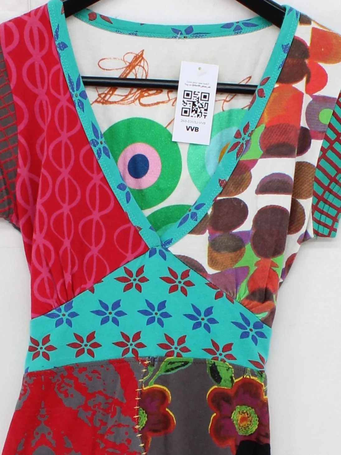 Desigual Women's Top S Multi 100% Cotton Short Sleeve V-Neck Tunic - Image 3