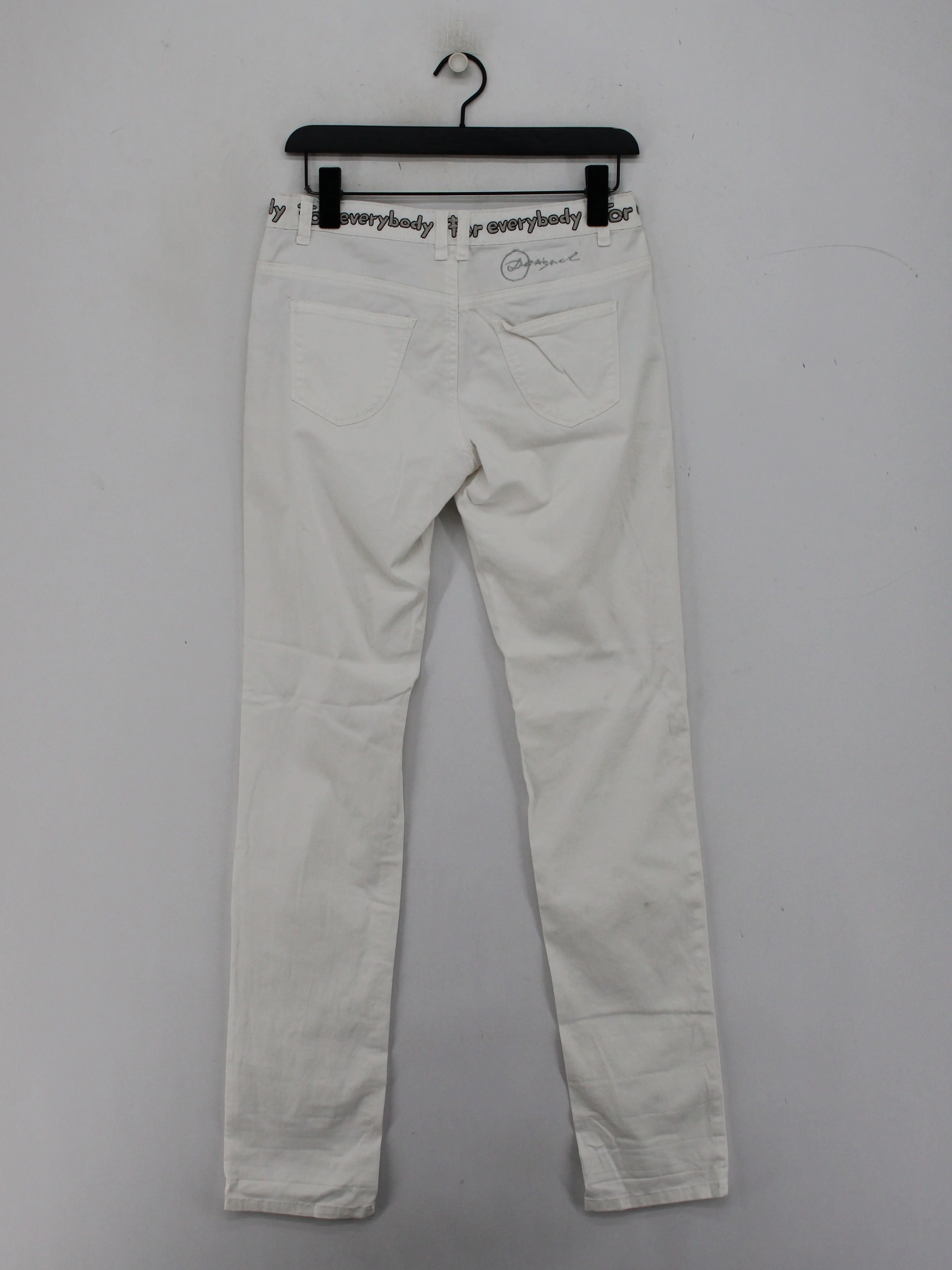 Desigual Women's Trousers M White Cotton with Elastane Straight Chino - Image 2