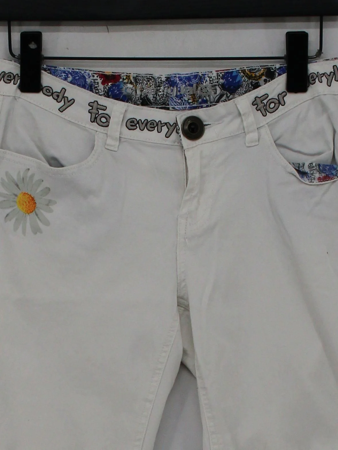 Desigual Women's Trousers M White Cotton with Elastane Straight Chino - Image 3