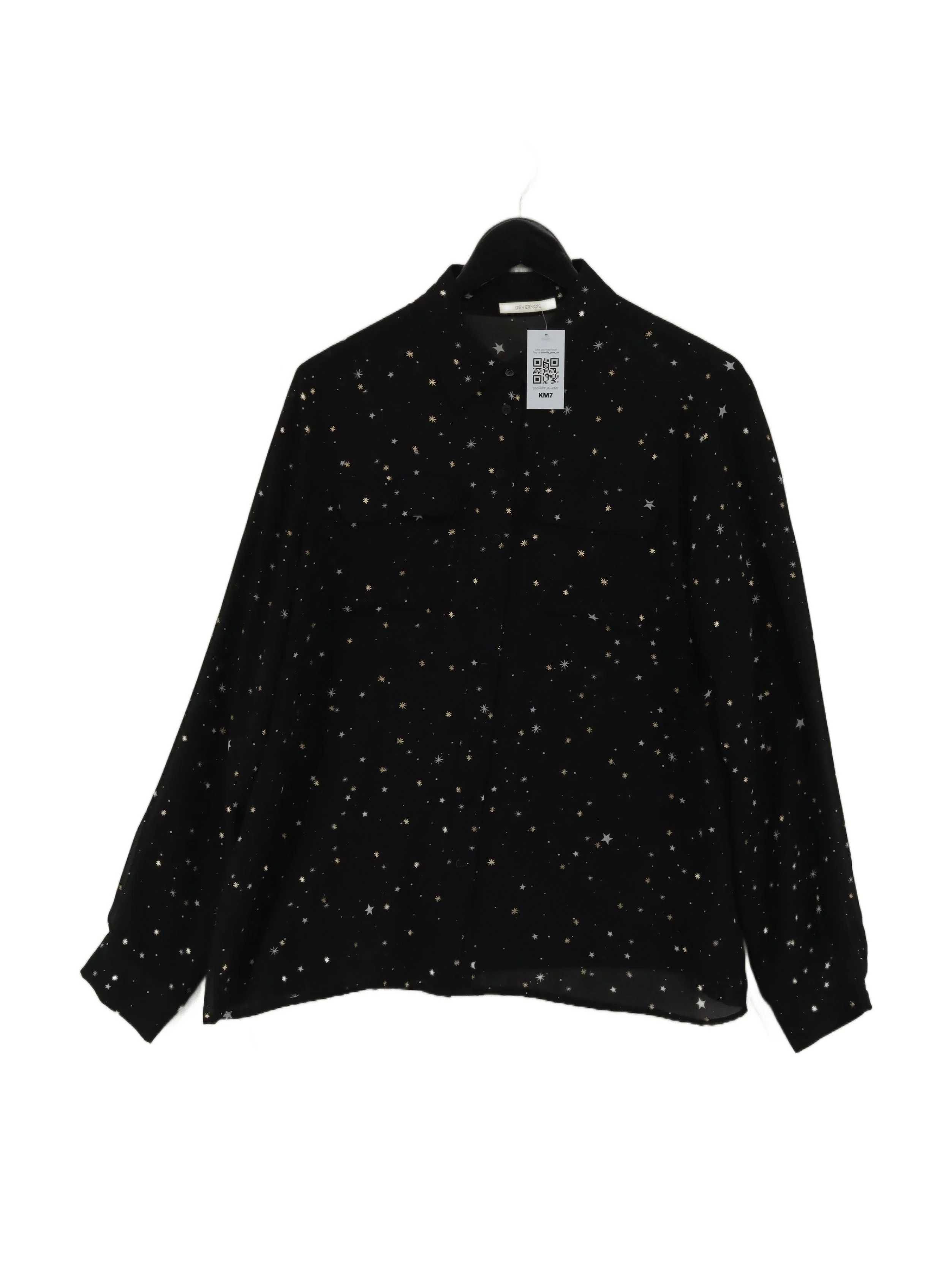 Devernois Women's Shirt M Black 100% Other Long Sleeve Collared Basic