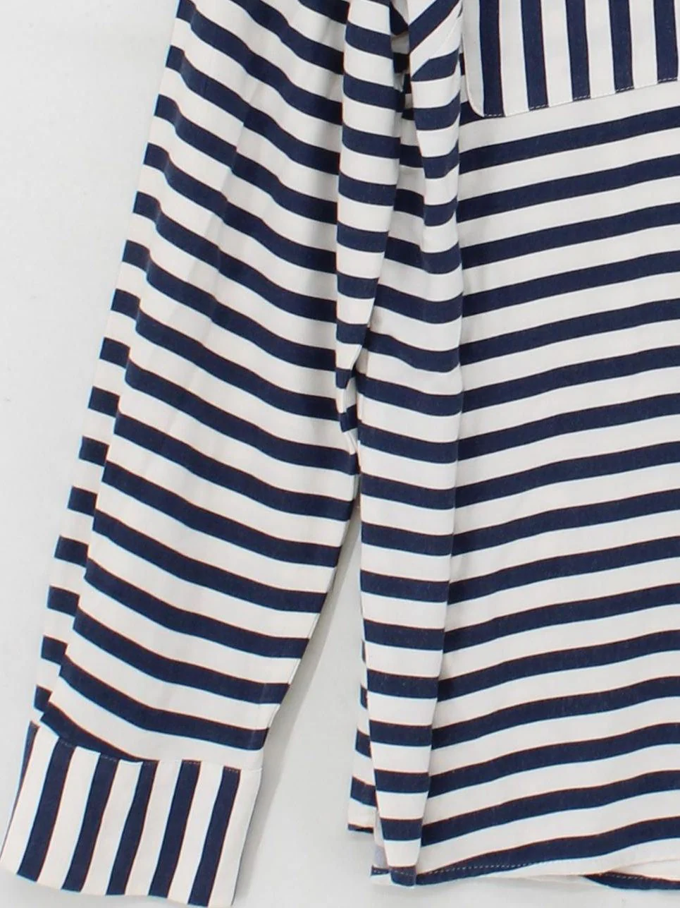 Devernois Women's Shirt M Blue Striped 100% Other Long Sleeve Collared Basic - Image 4