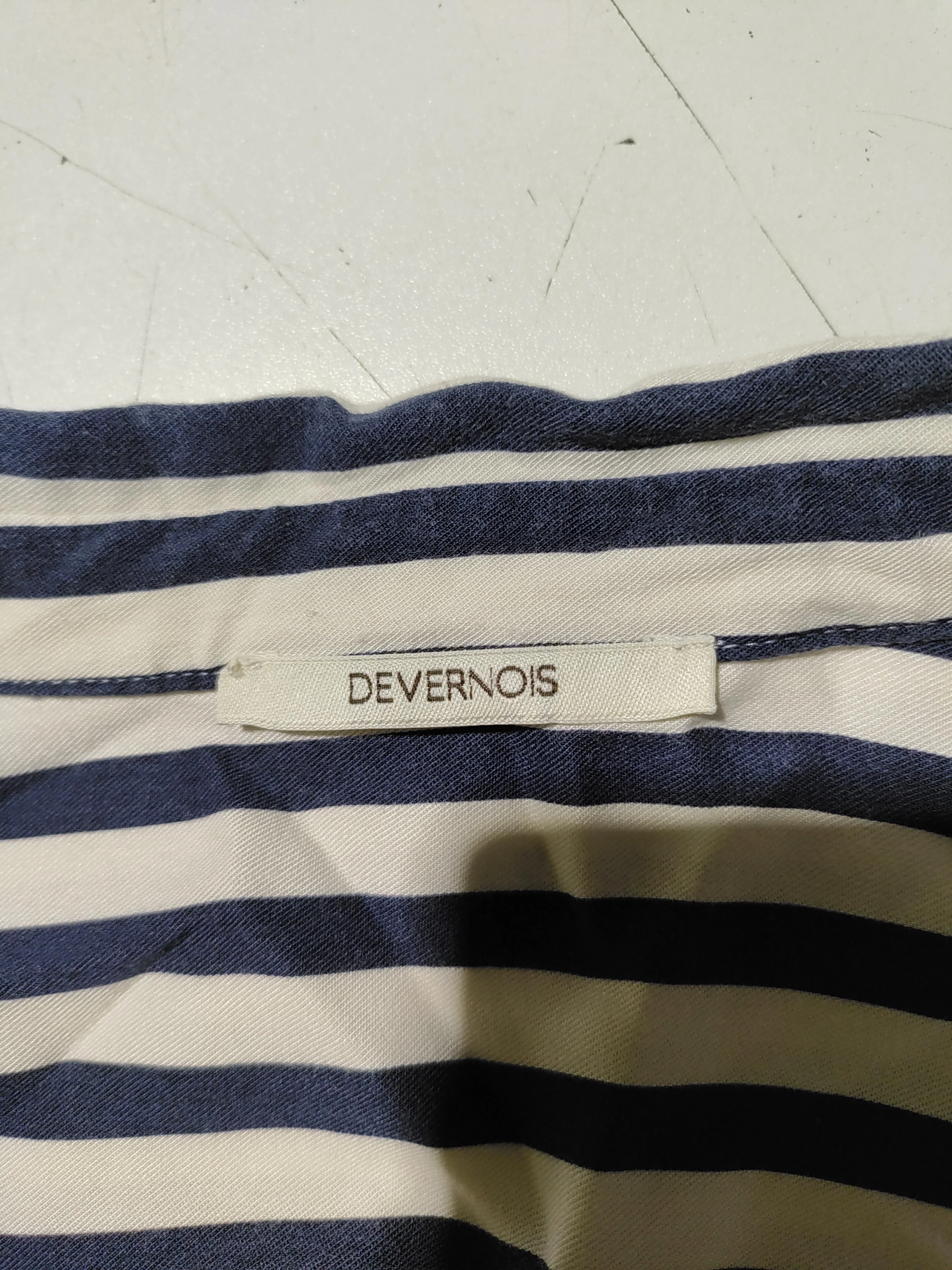 Devernois Women's Shirt M Blue Striped 100% Other Long Sleeve Collared Basic - Image 5