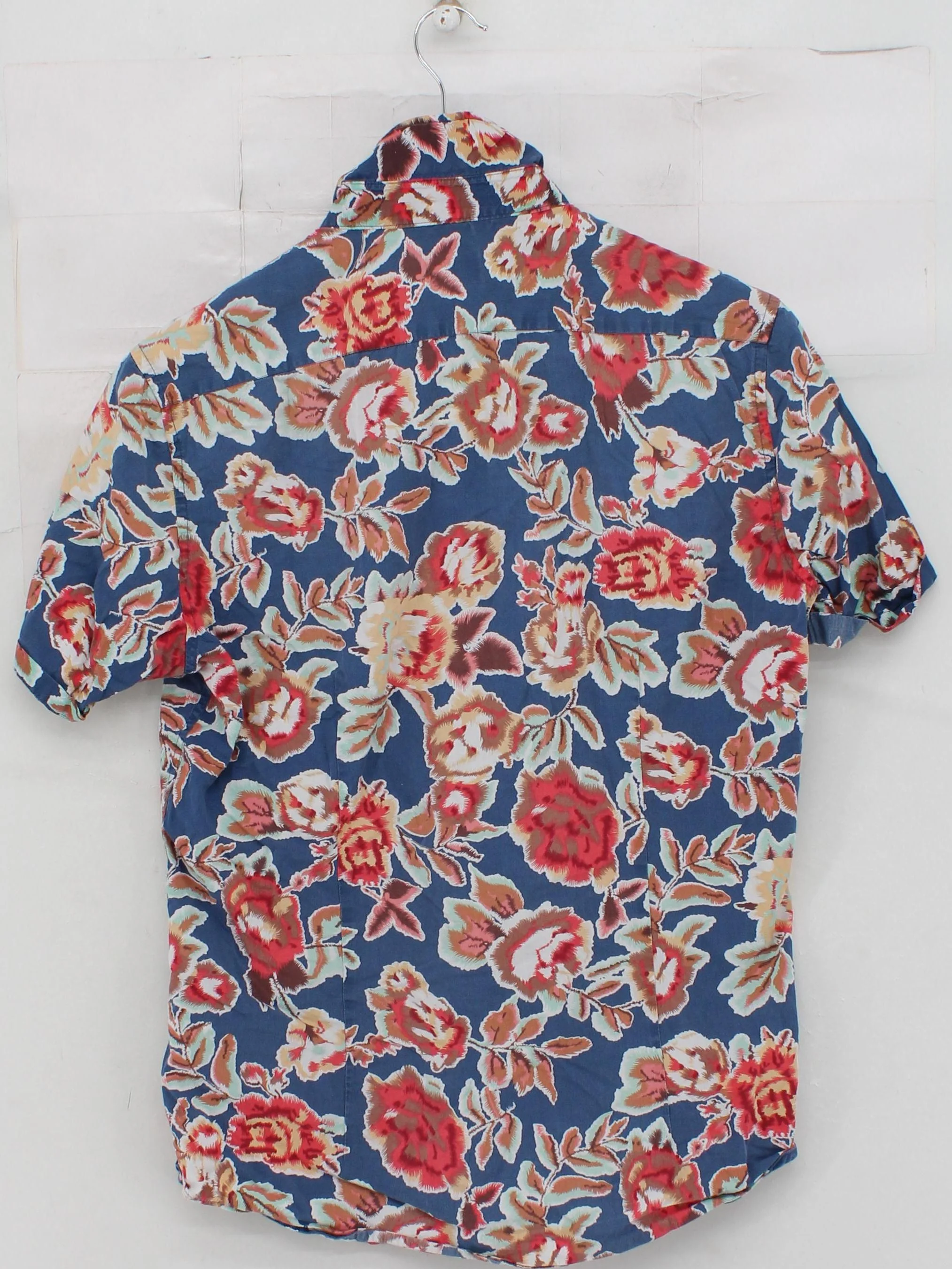 Devil's Advocate Men's Shirt M Blue Floral 100% Cotton Basic - Image 2