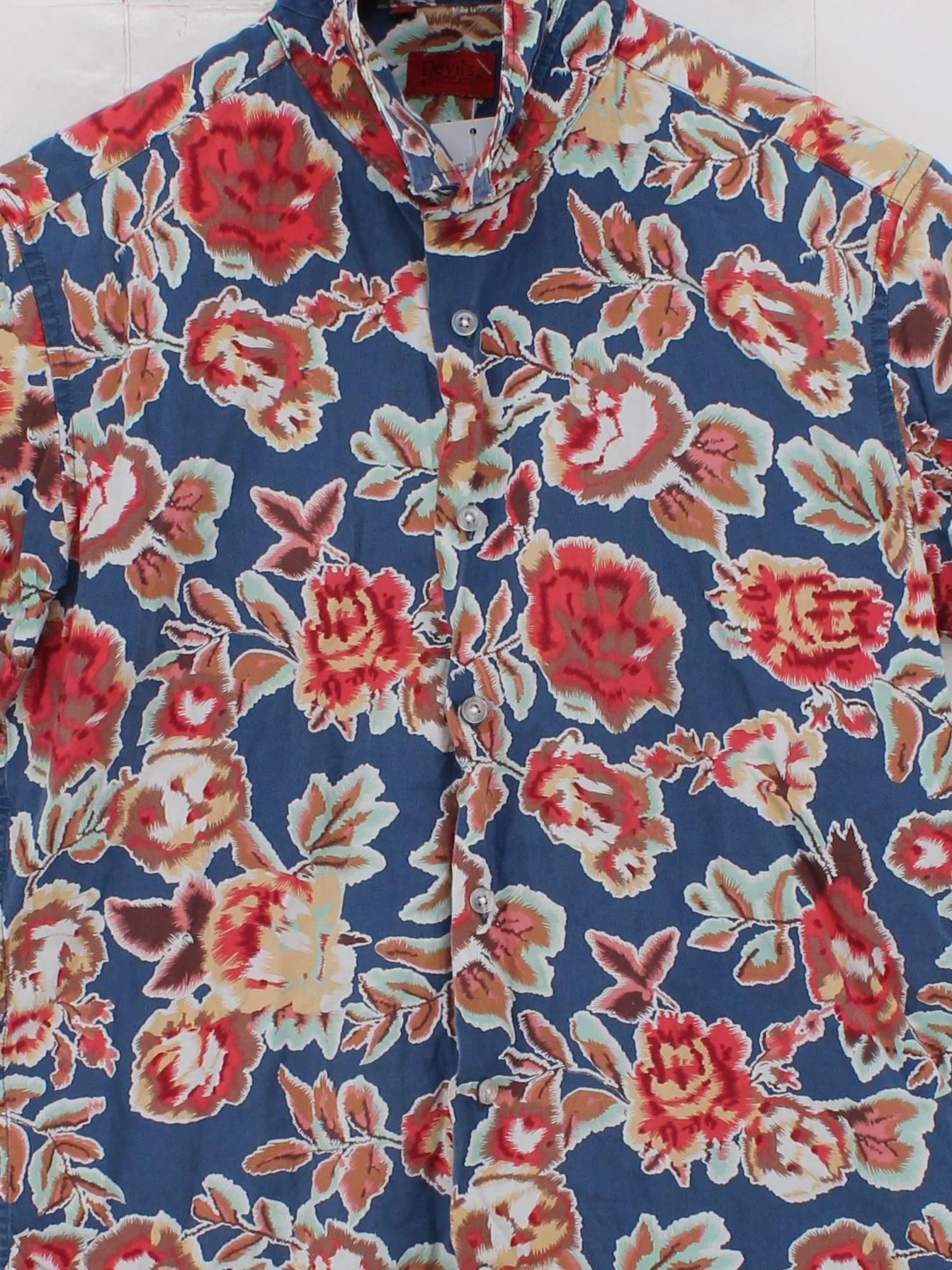 Devil's Advocate Men's Shirt M Blue Floral 100% Cotton Basic - Image 3