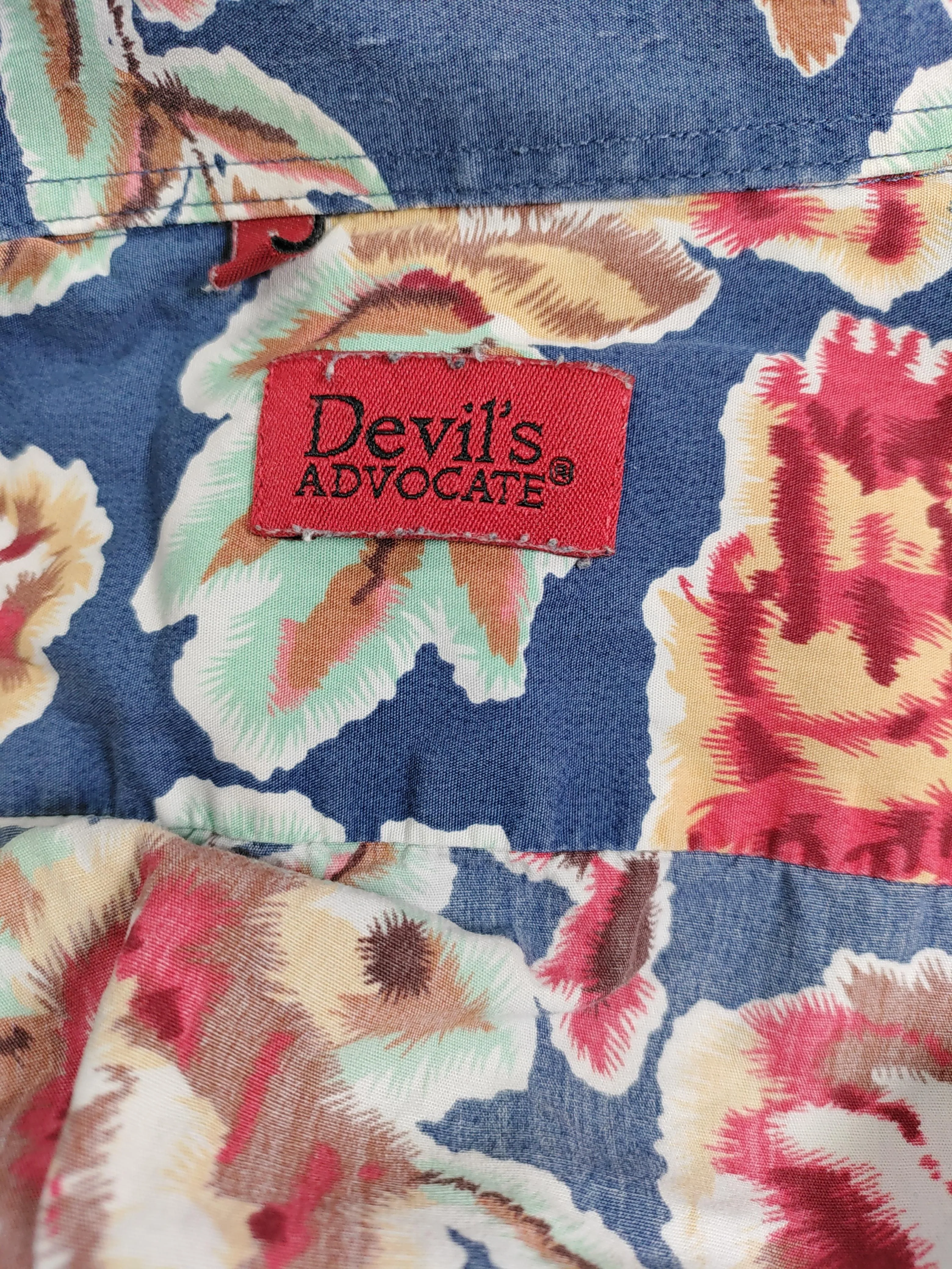 Devil's Advocate Men's Shirt M Blue Floral 100% Cotton Basic - Image 5