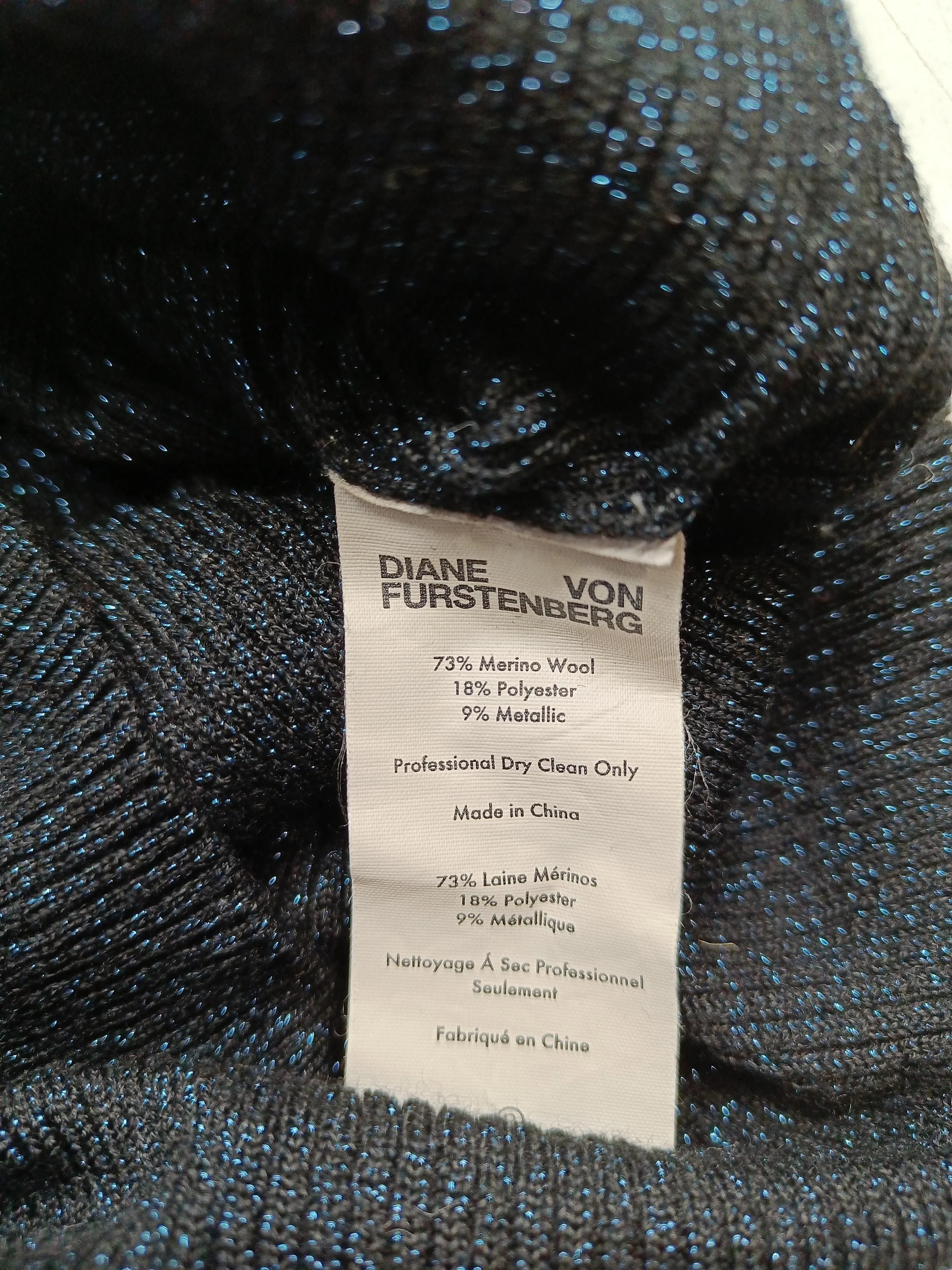 Diane Von Furstenberg Women's Jumper M Black Wool with Polyester Pullover - Image 6