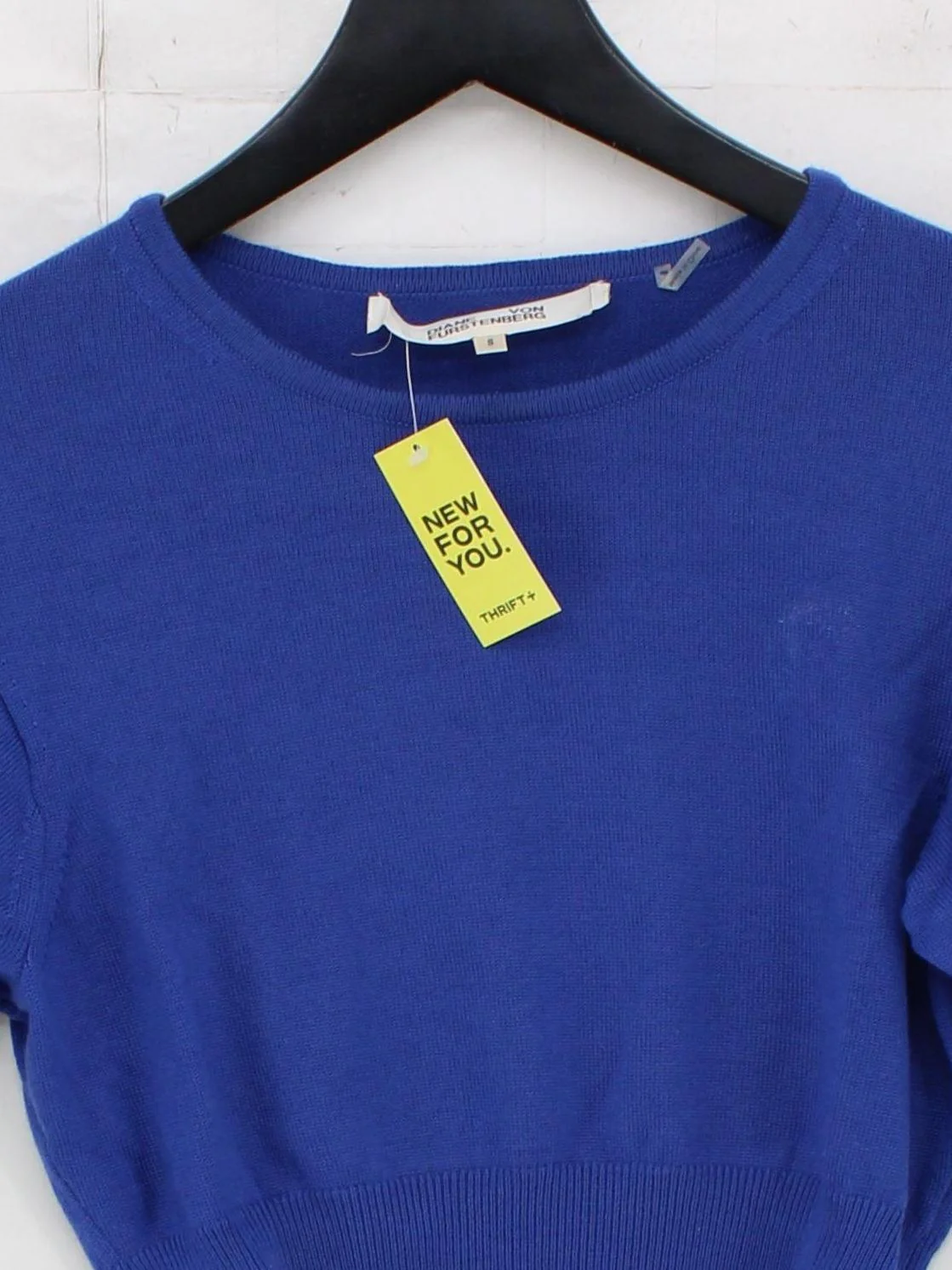 Diane Von Furstenberg Women's Jumper S Blue Wool with Nylon, Spandex Pullover - Image 3