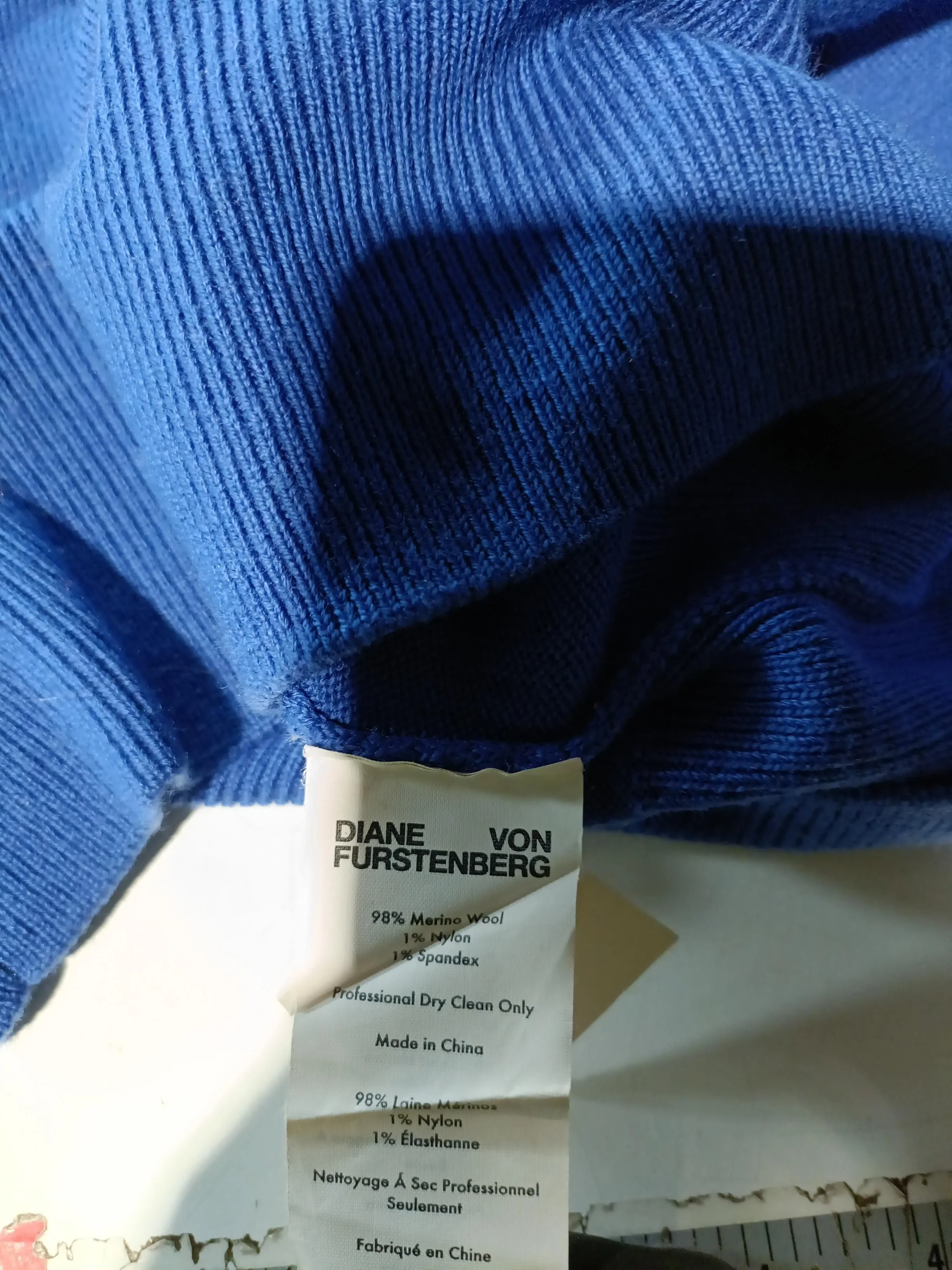 Diane Von Furstenberg Women's Jumper S Blue Wool with Nylon, Spandex Pullover - Image 7