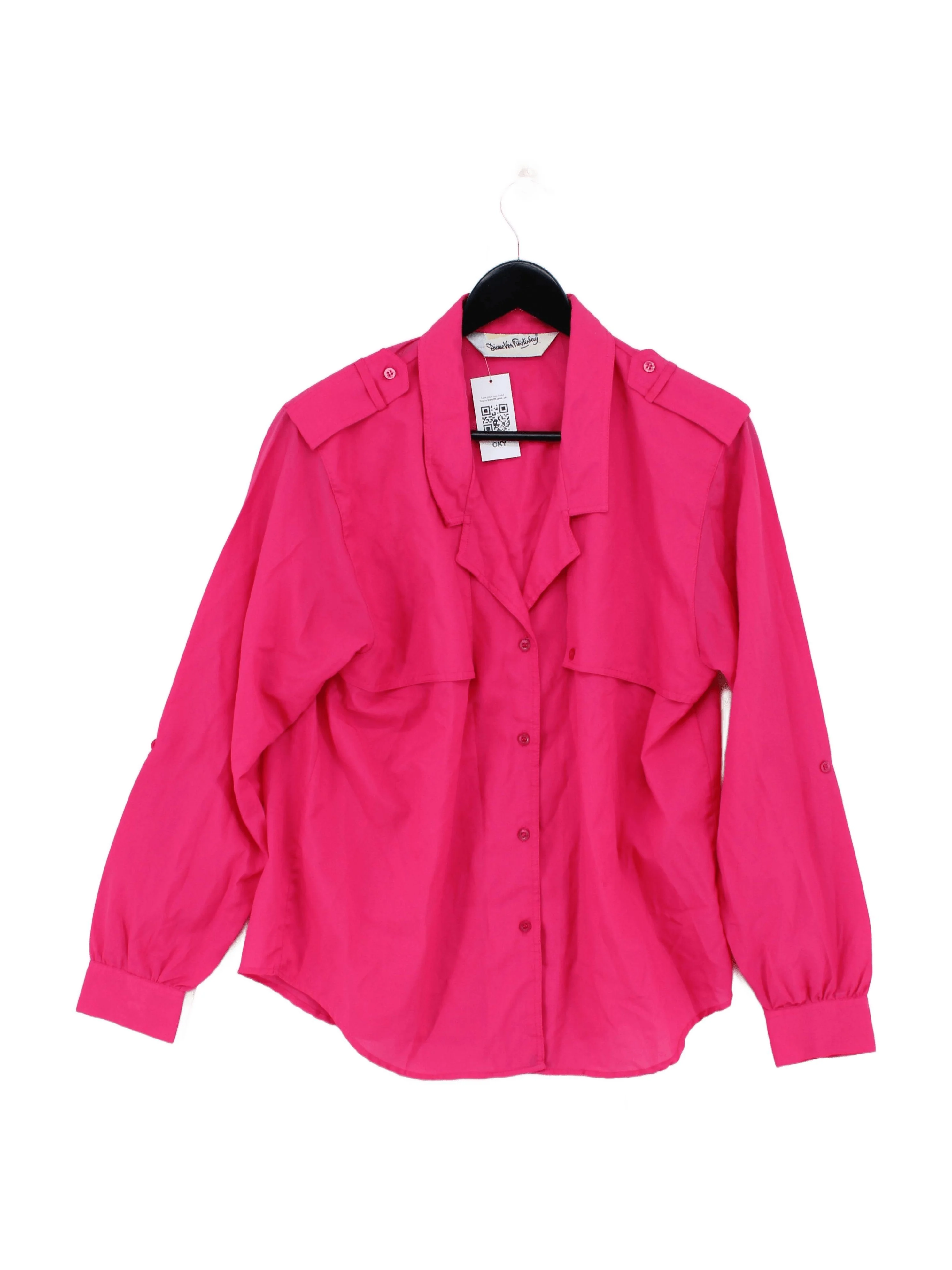 Diane Von Furstenberg Women's Shirt UK 10 Pink 100% Polyester Basic