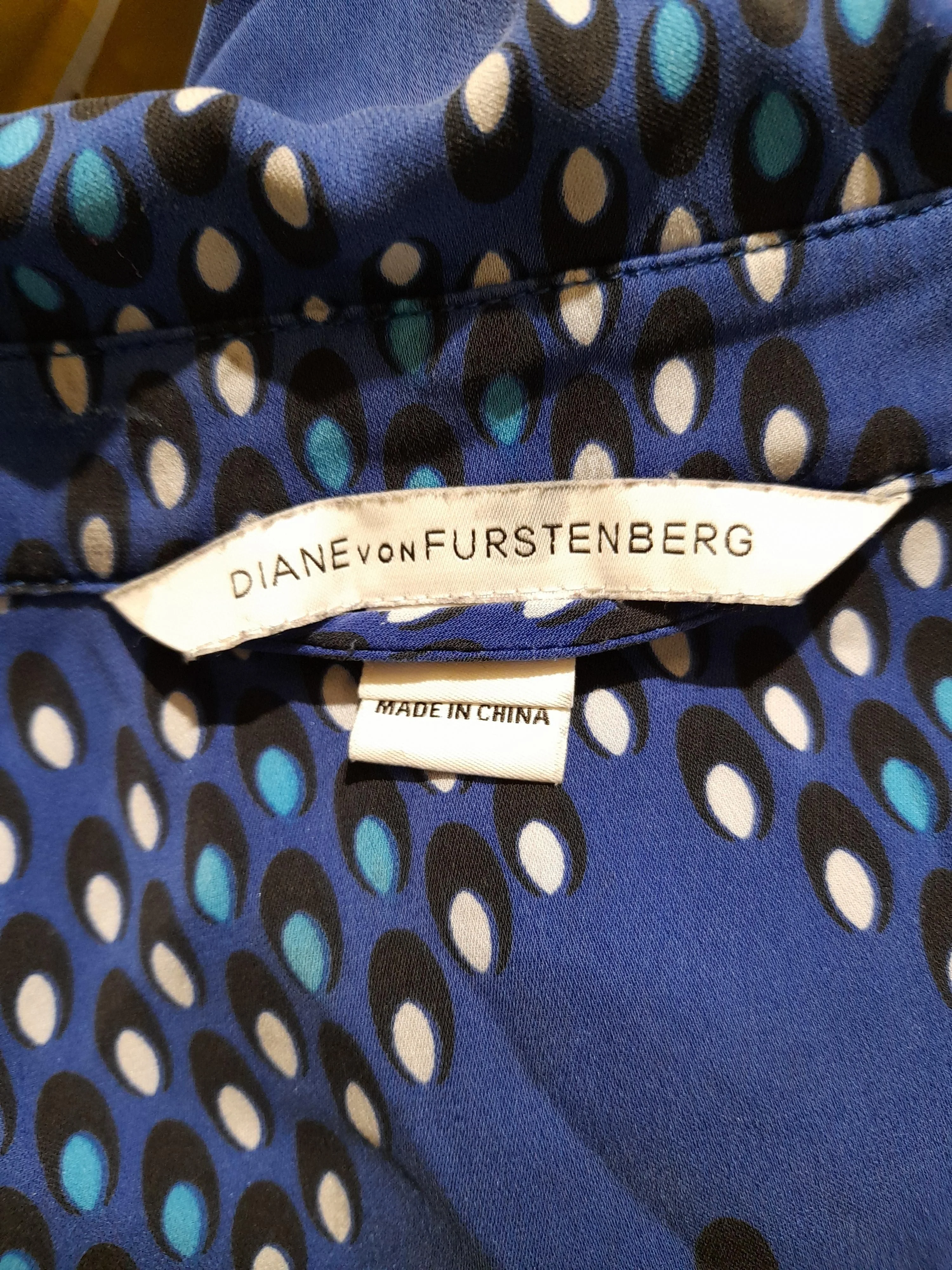 Diane Von Furstenberg Women's Shirt UK 12 Blue 100% Other Basic - Image 5
