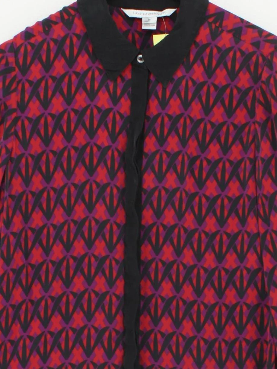 Diane Von Furstenberg Women's Shirt UK 14 Multi Silk with Spandex Basic - Image 3